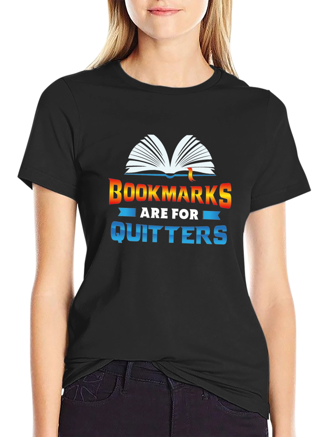 Black Bookmarks are for Quitters Graphic Tee view 2