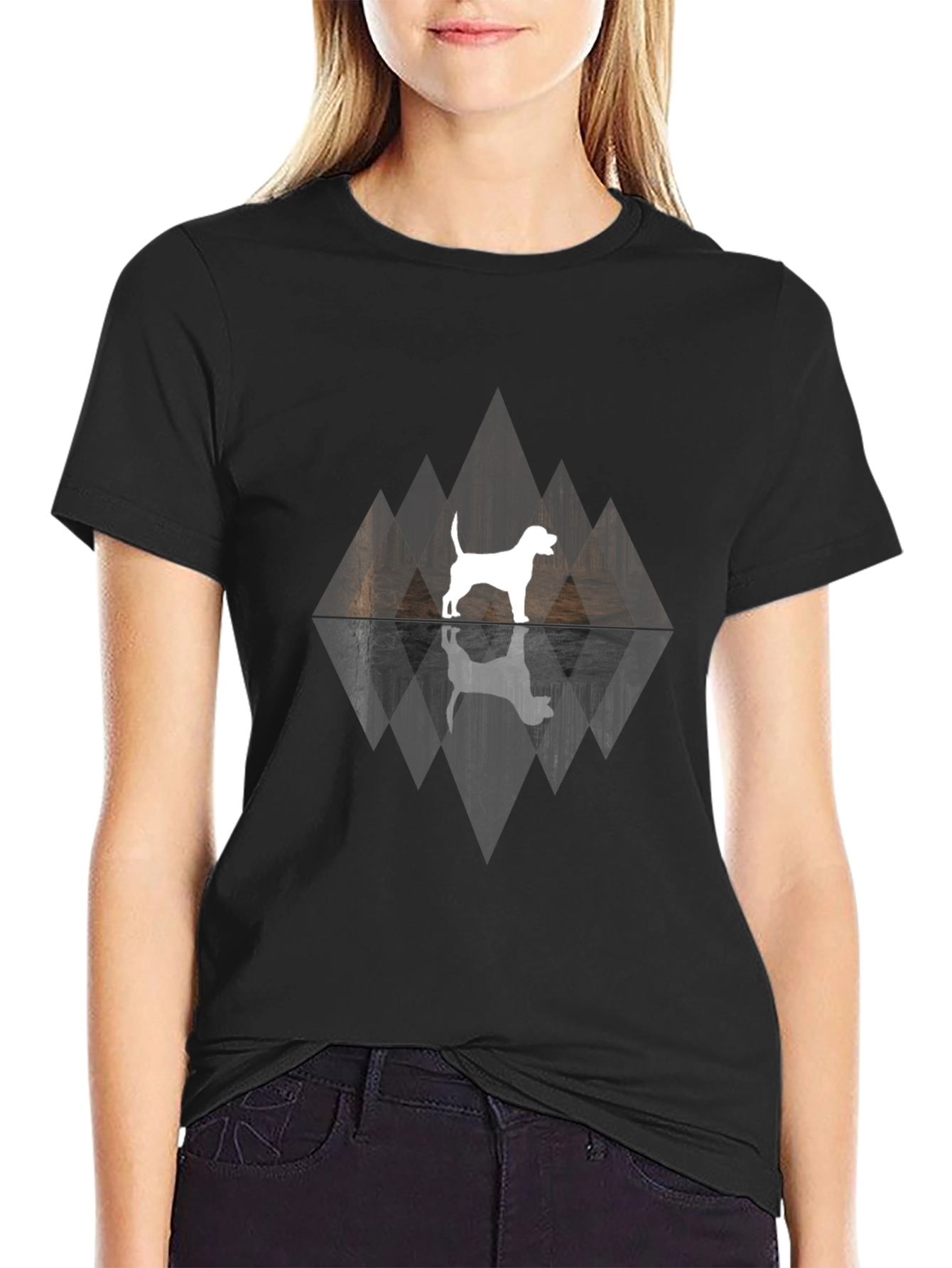 Dog Silhouette Graphic Black T-Shirt - 2