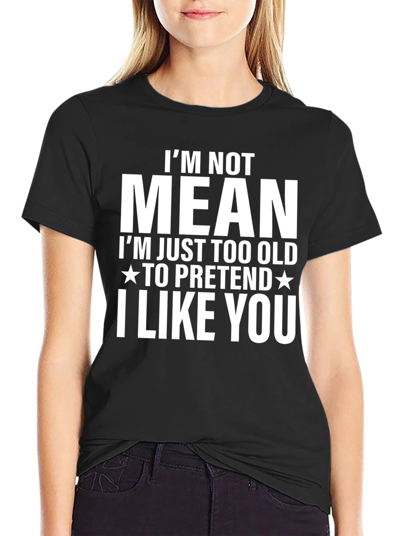 Black Funny "I'm Not Mean" Graphic T-Shirt view 2
