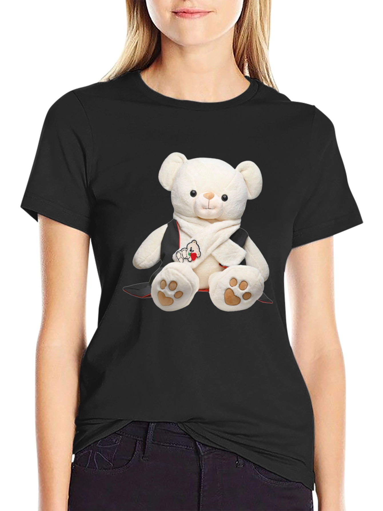 Black Teddy Bear T-Shirt - Soft Toy Graphic Tee view 2
