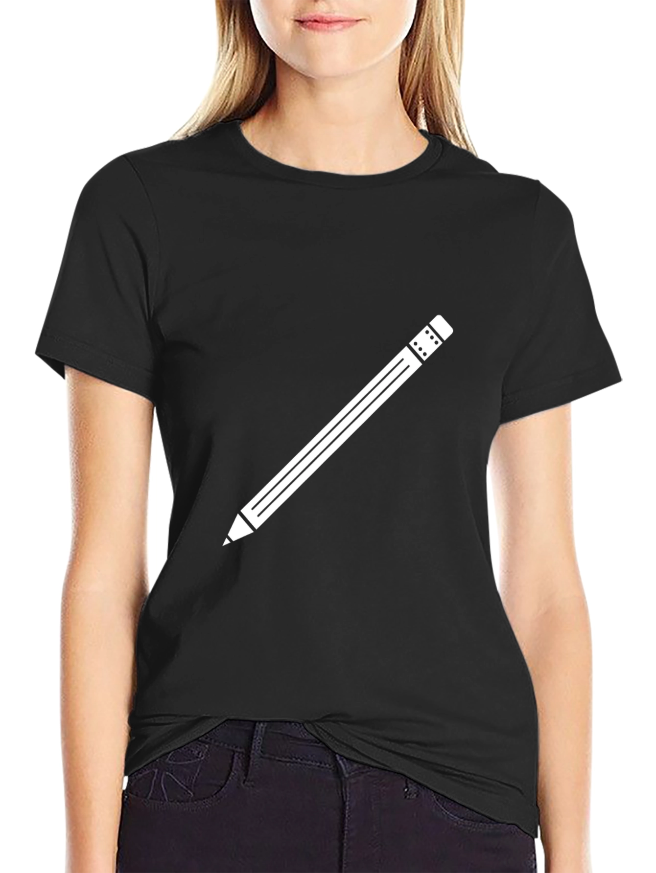 Black Pencil Graphic Black T-Shirt view 2