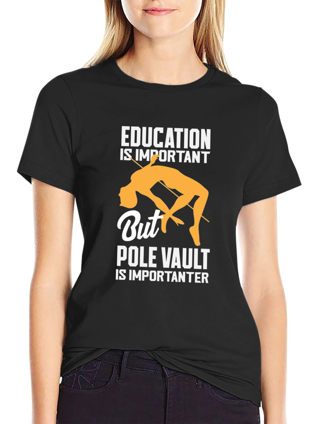 Black Education is Important, But Pole Vault is Importanter T-Shirt view 2