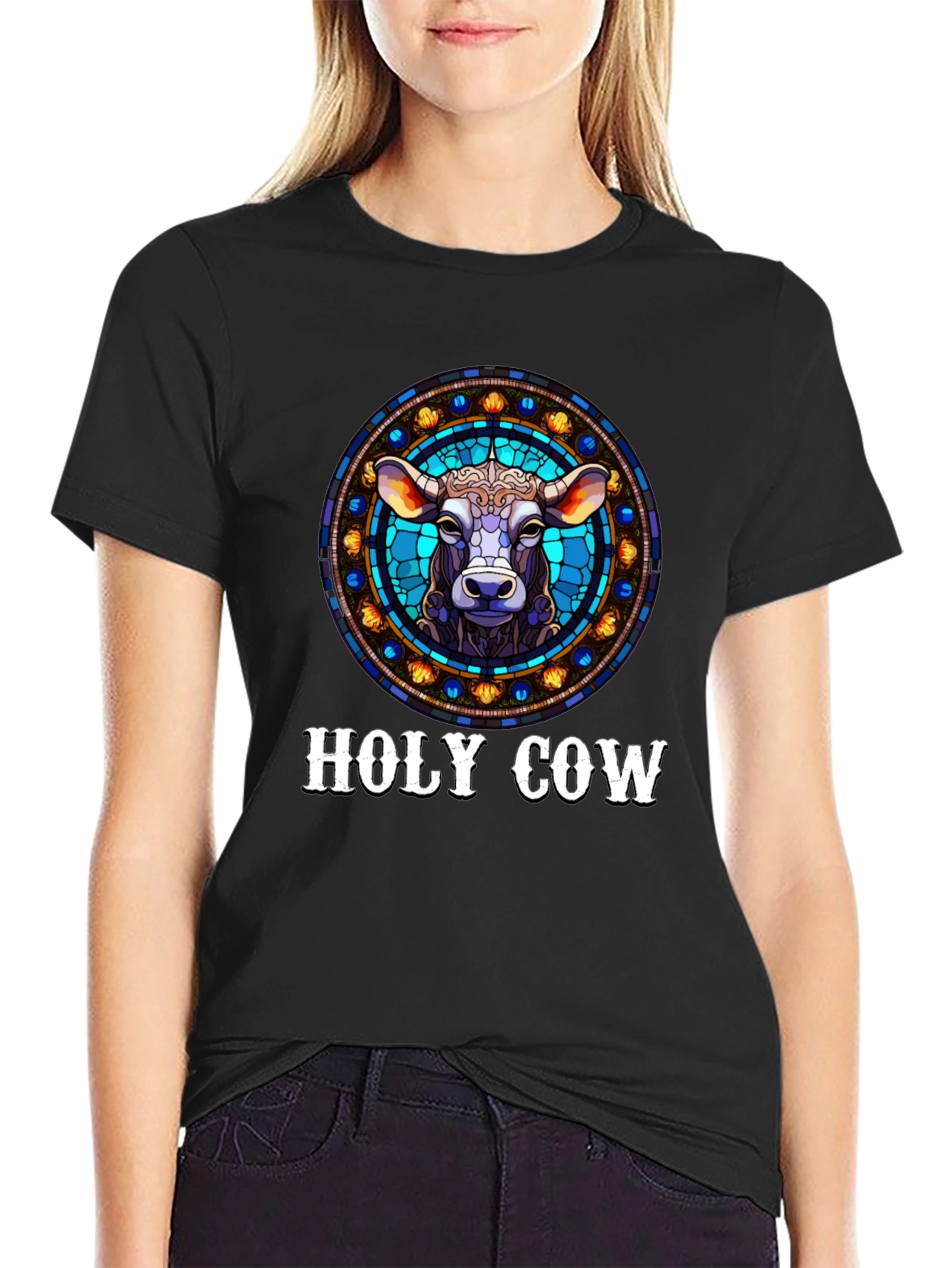 Black Holy Cow Graphic Tee - Black view 2
