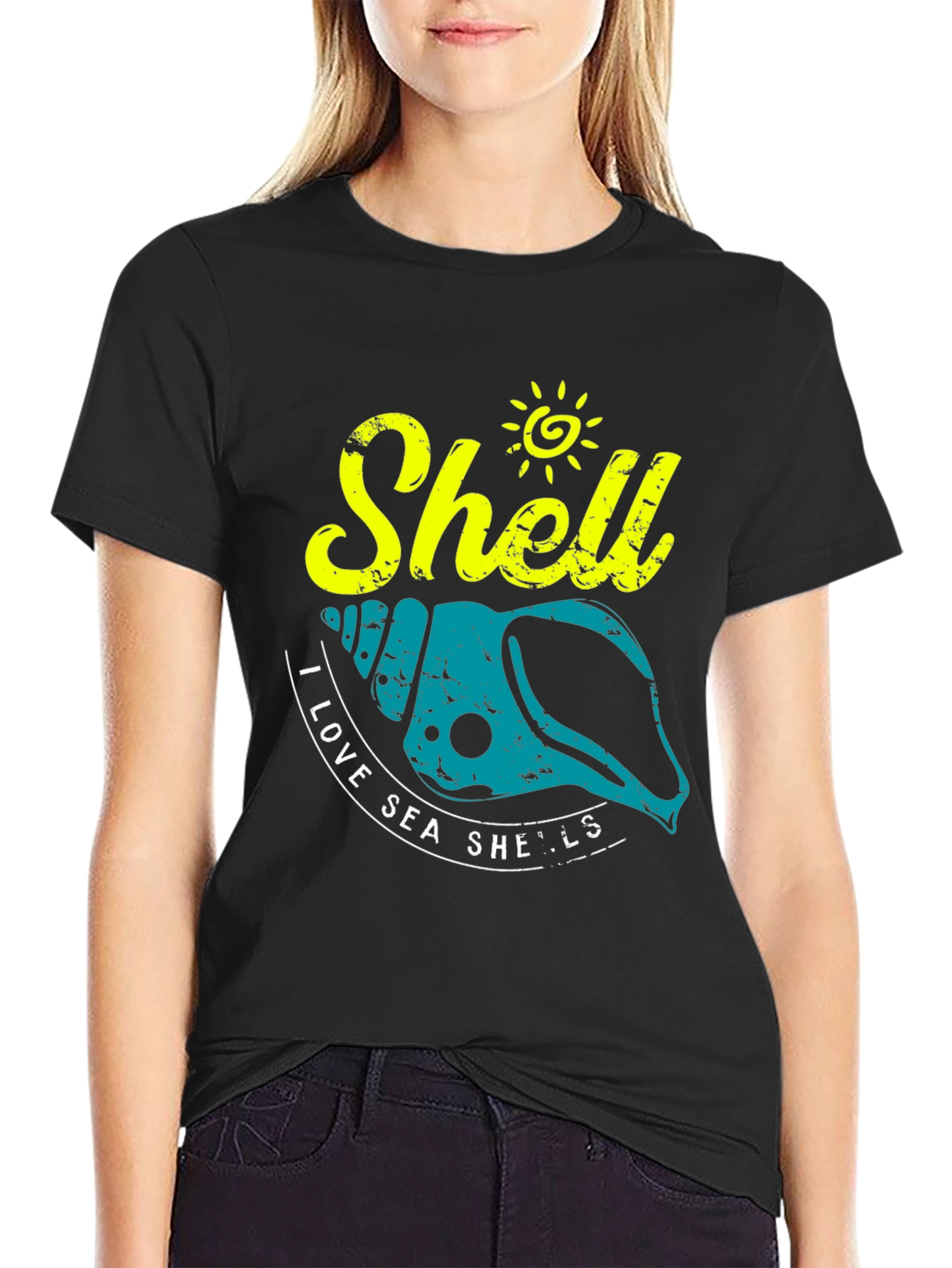 Black I Love Sea Shells Graphic T-Shirt view 2
