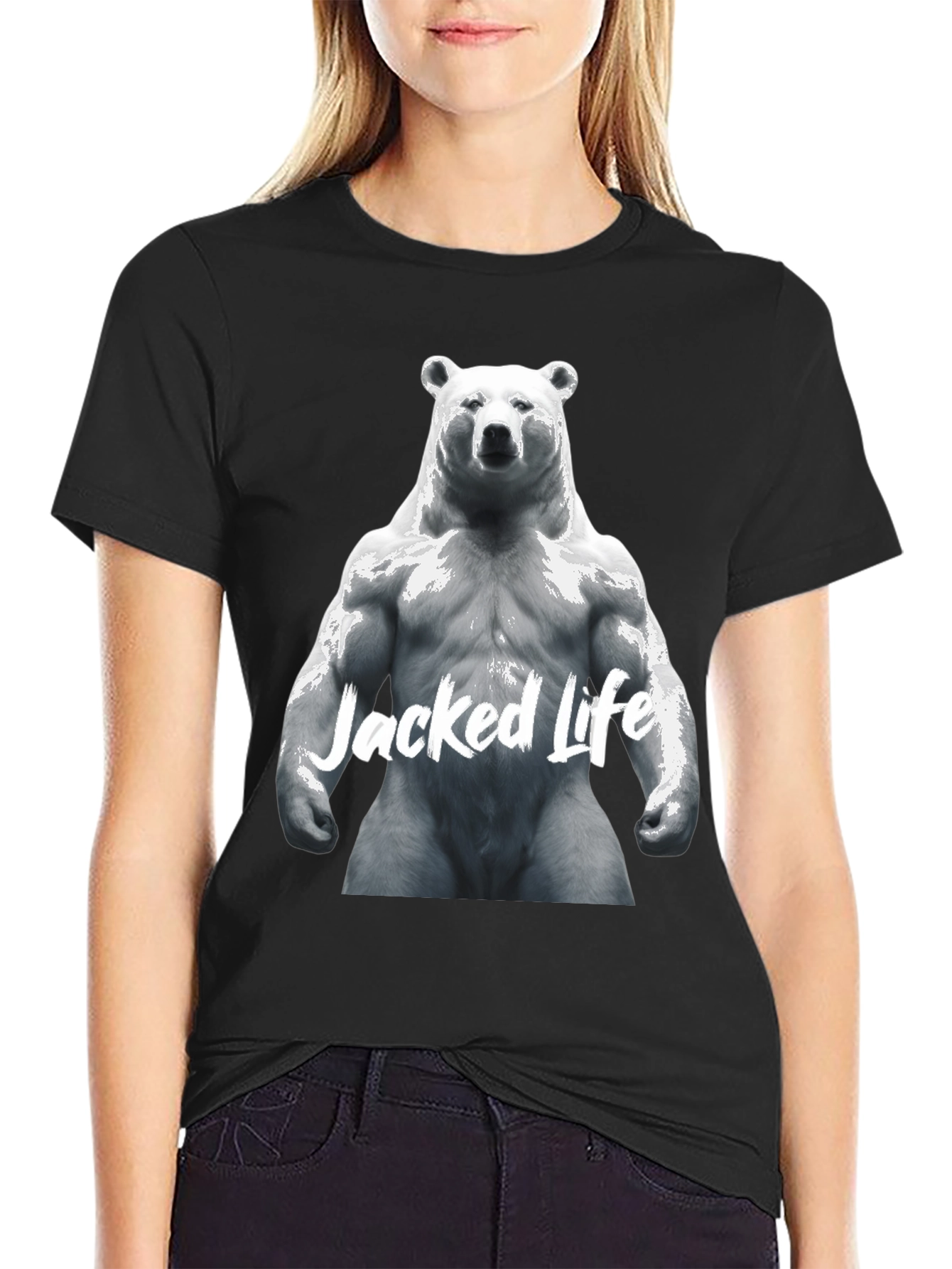 Black Jacked Life Bear Graphic Tee - Black view 2
