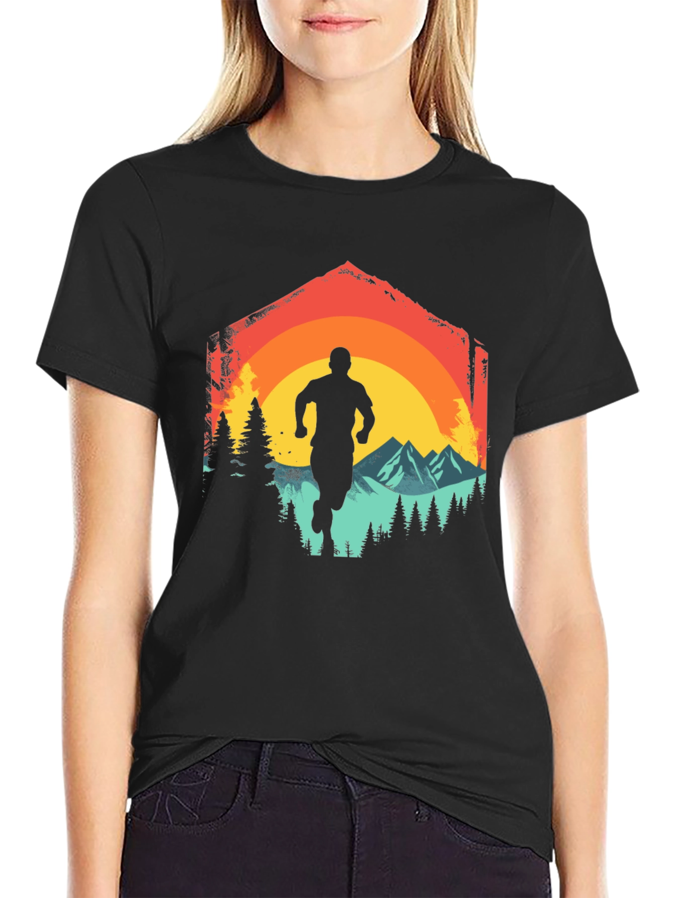 Black Retro Runner Graphic Tee view 2