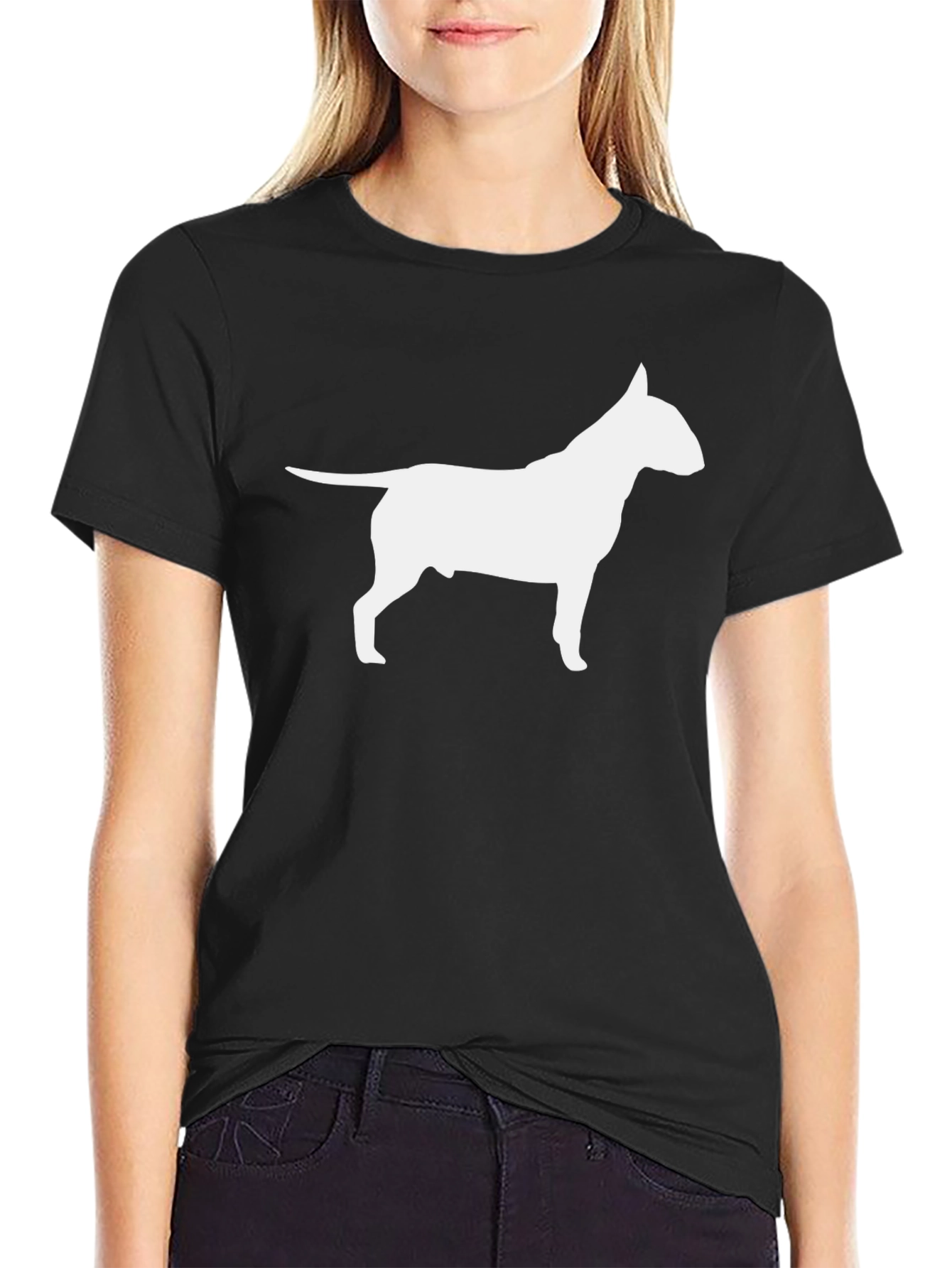 Black Bull Terrier Silhouette T-Shirt view 2