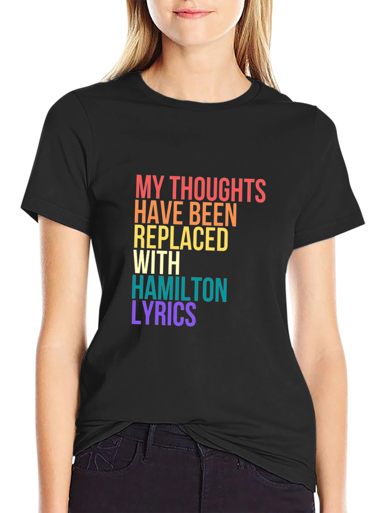 Black Hamilton Lyrics T-Shirt view 2