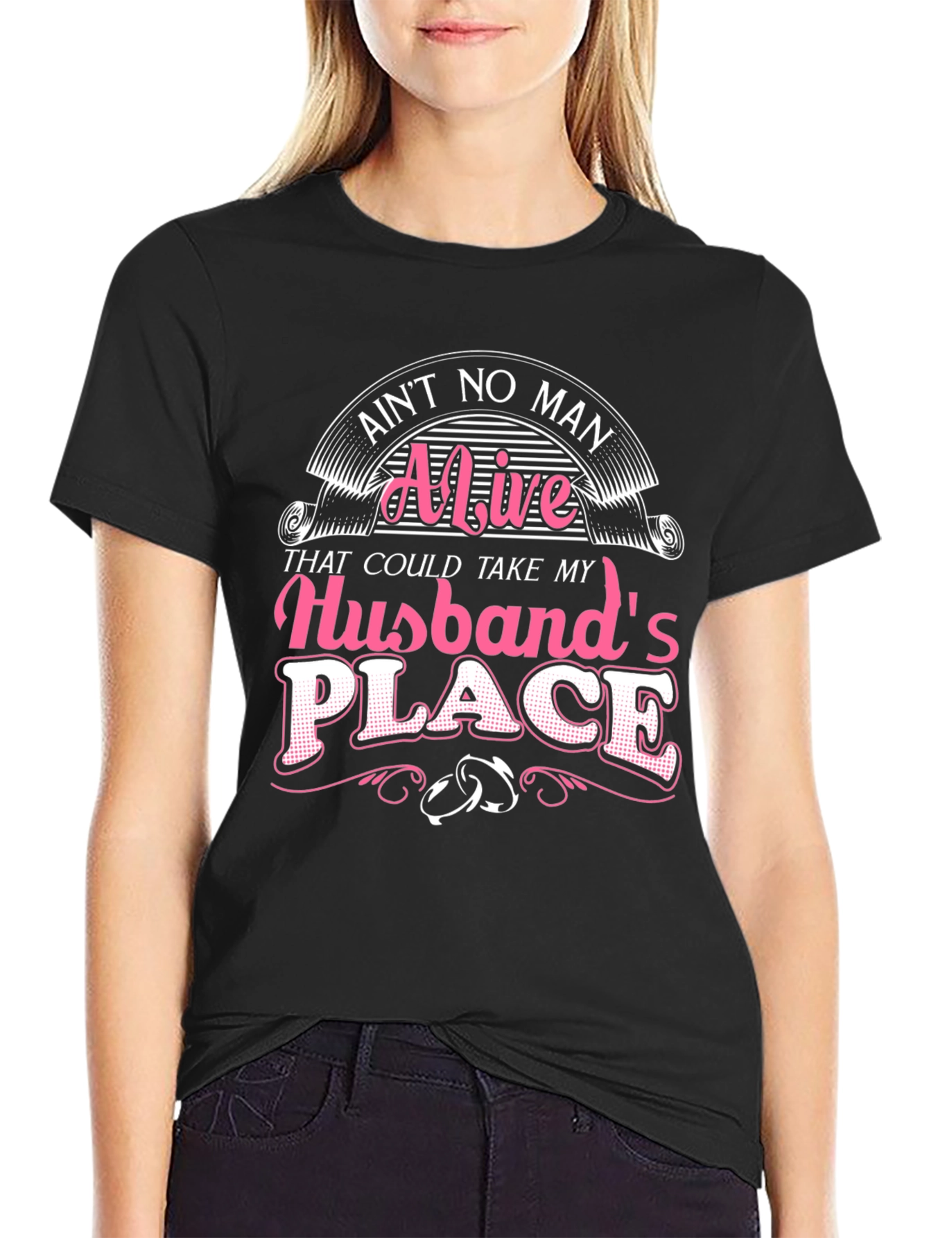 Black Ain't No Man Husband T-Shirt view 2