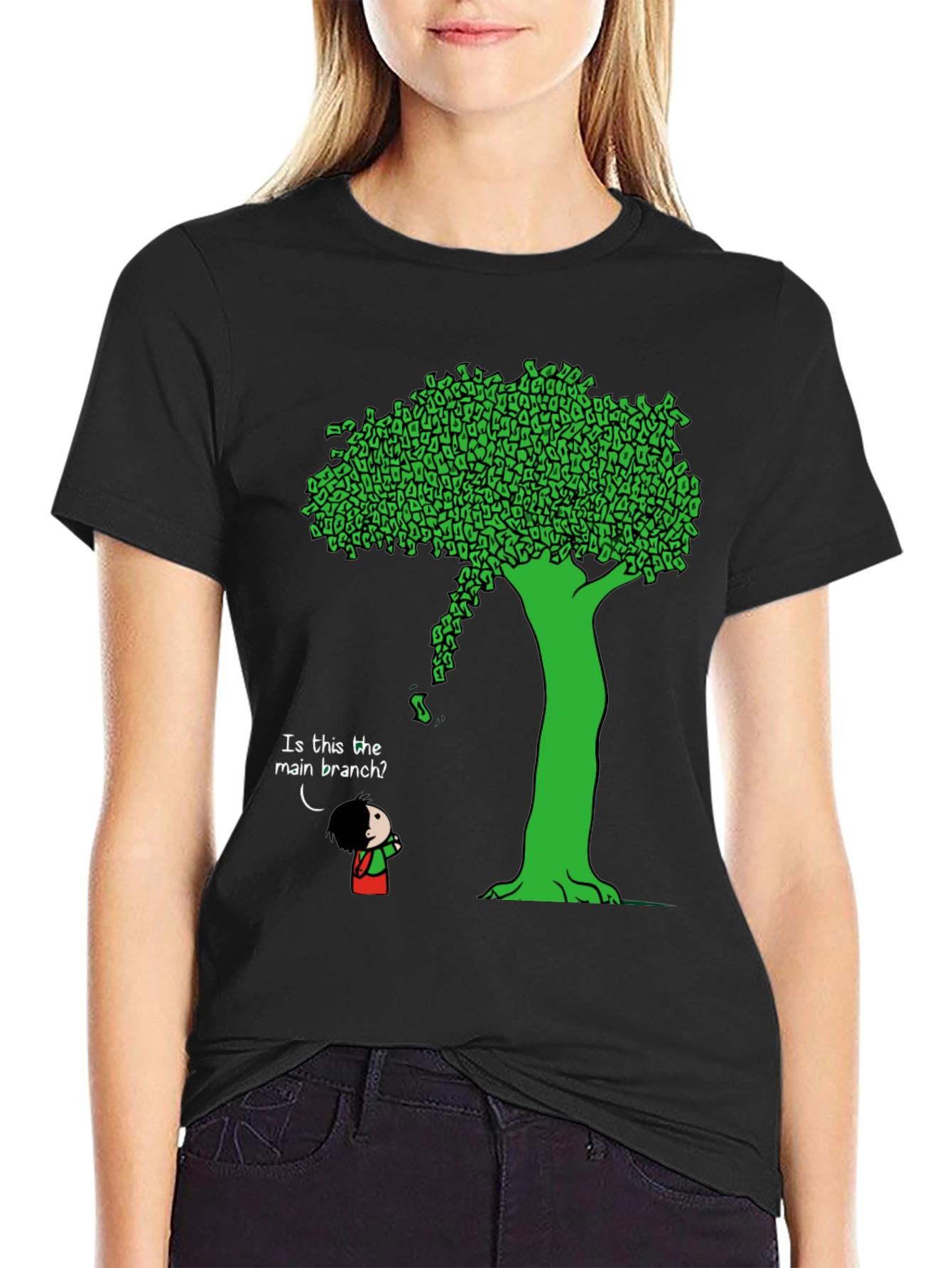 Black Funny Money Tree T-Shirt - Unique Graphic Tee view 2