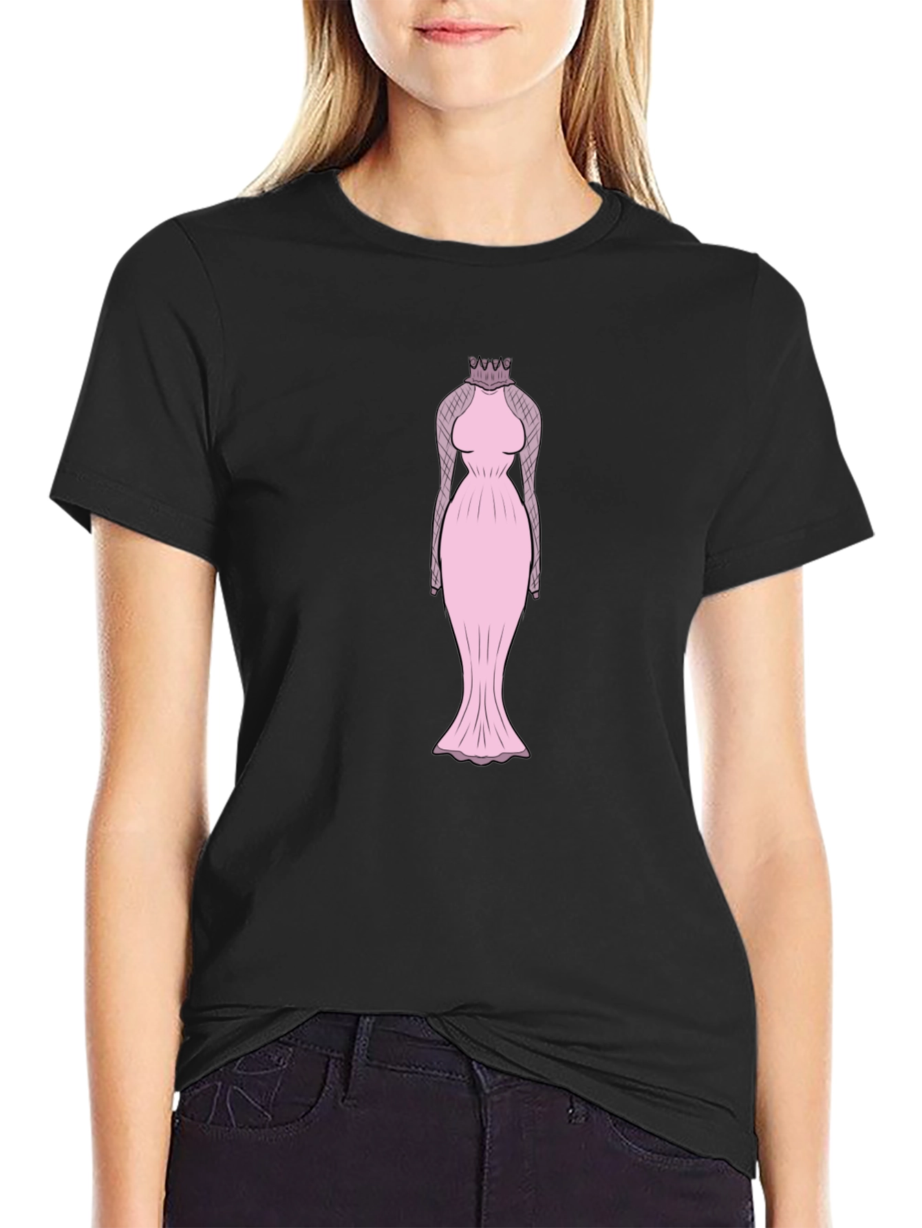 Black Elegant Dress T-Shirt view 2