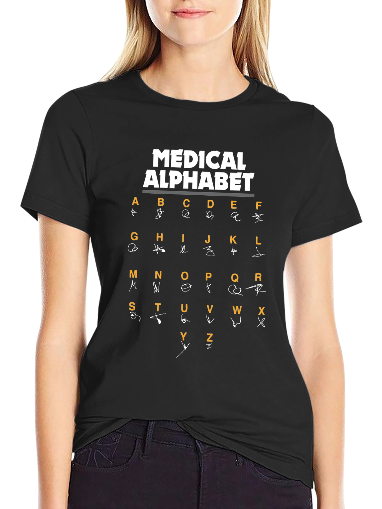 Black Medical Alphabet T-Shirt - Funny Doctor Gift view 2