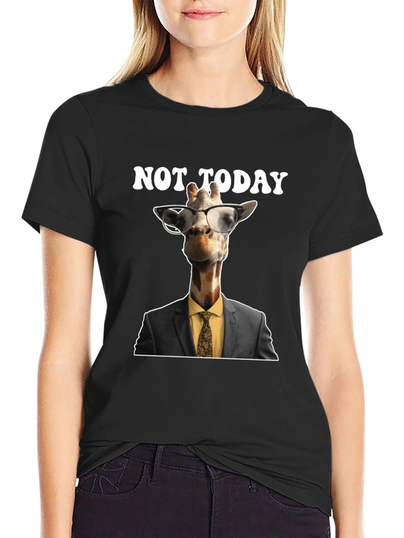 Black Not Today Giraffe T-Shirt view 2