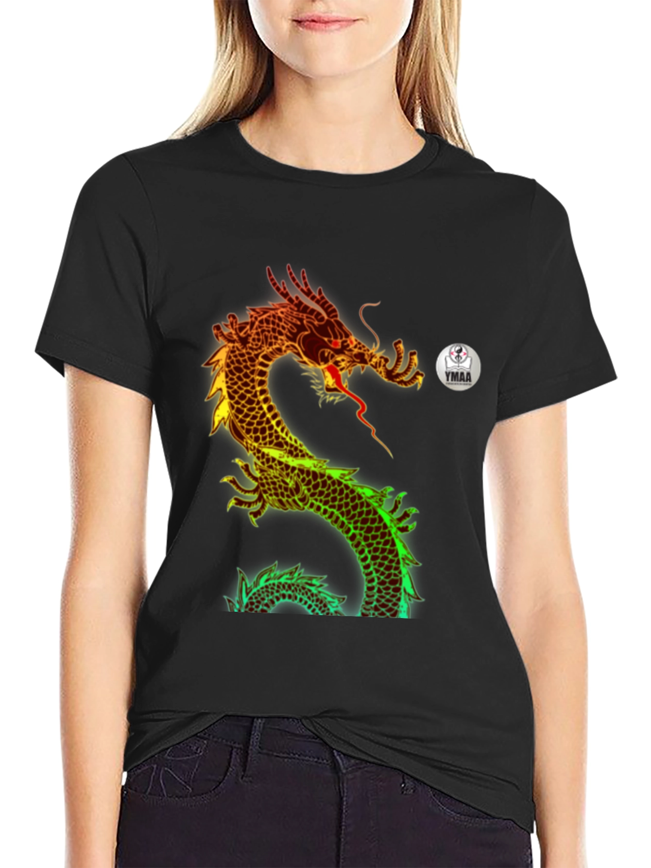 Black Fiery Dragon Graphic Tee - Bold Streetwear view 2