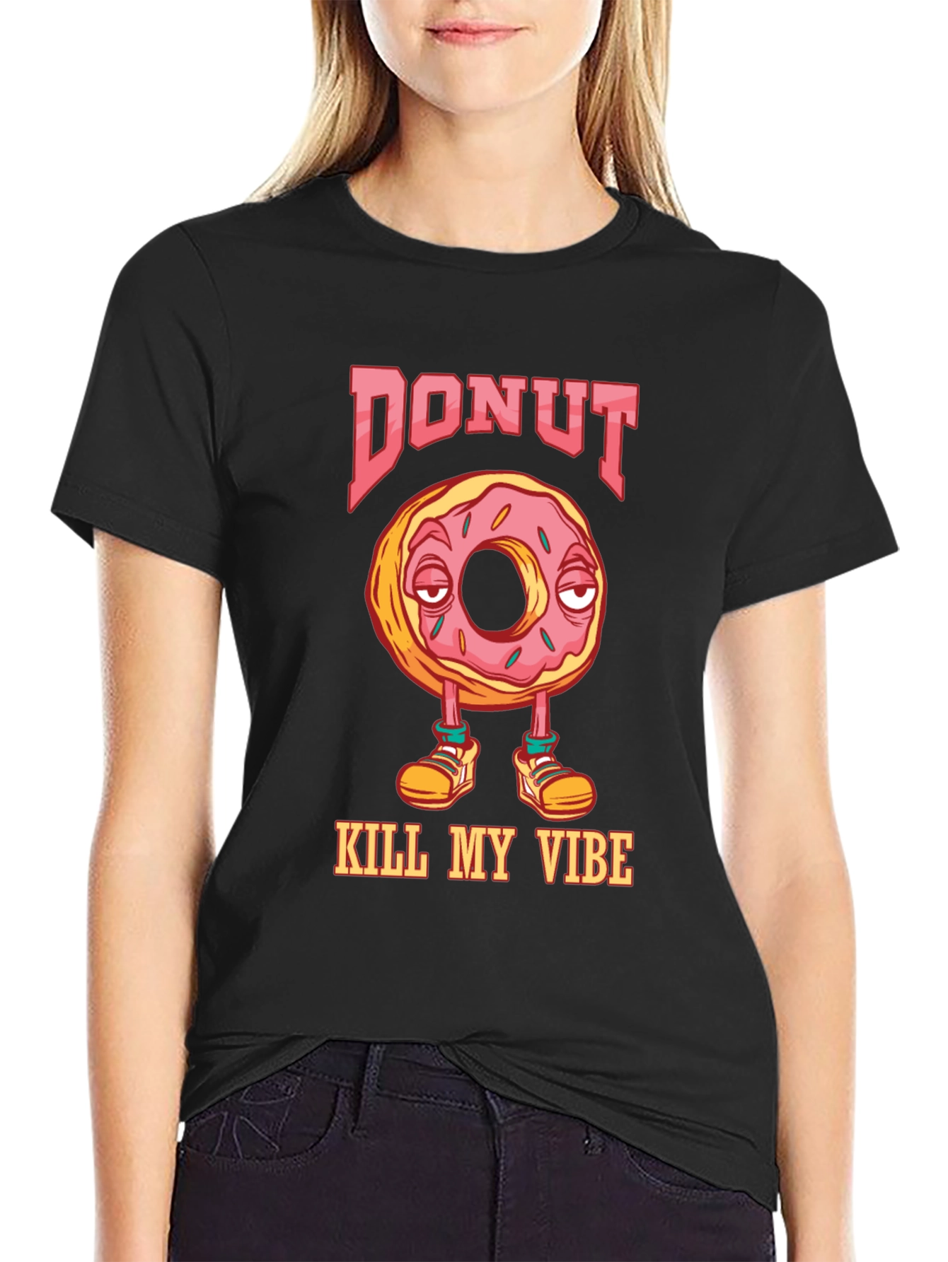 Black Donut Kill My Vibe Graphic T-Shirt view 2