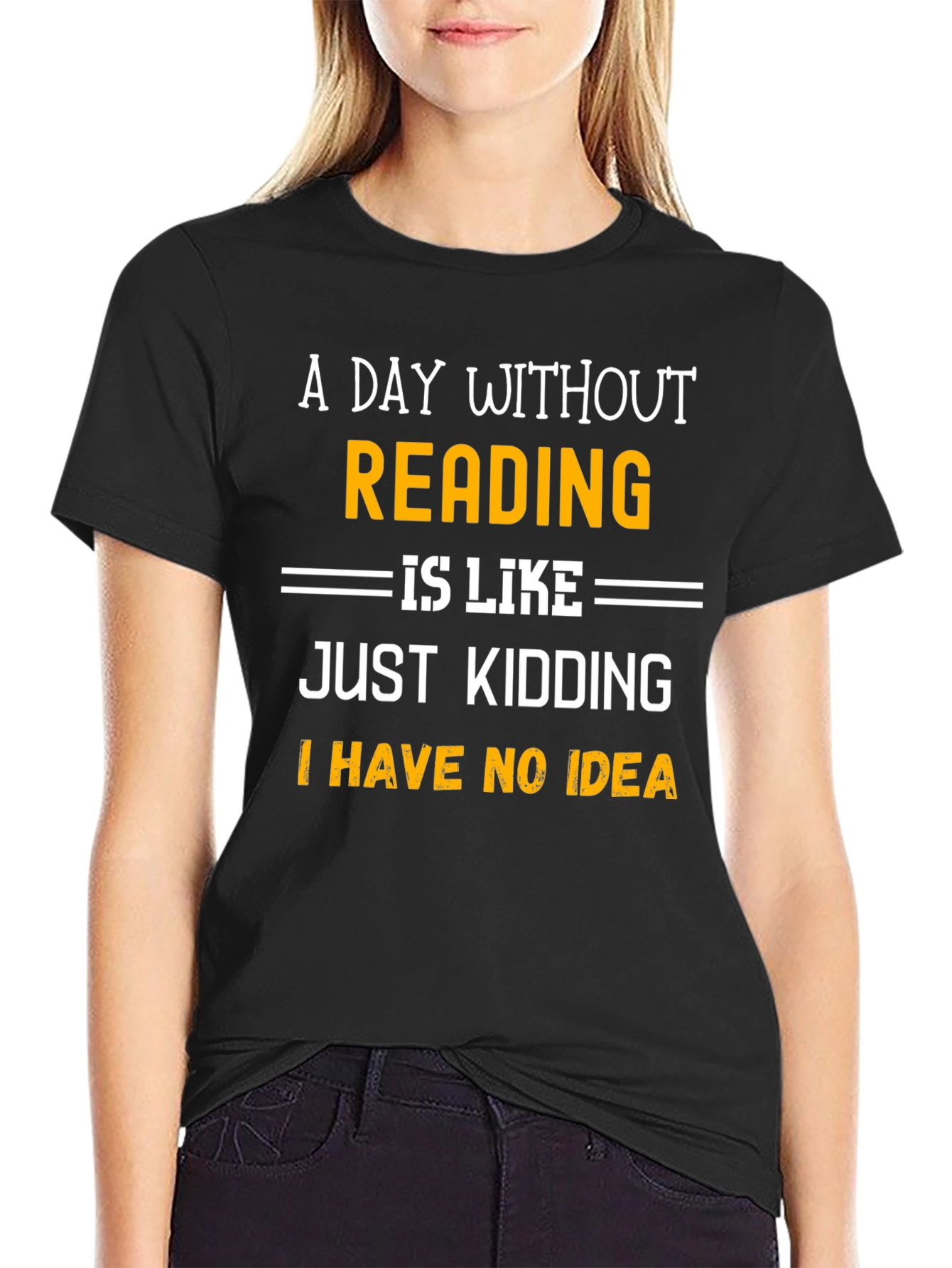 Black Funny Reading T-Shirt: A Day Without Reading view 2