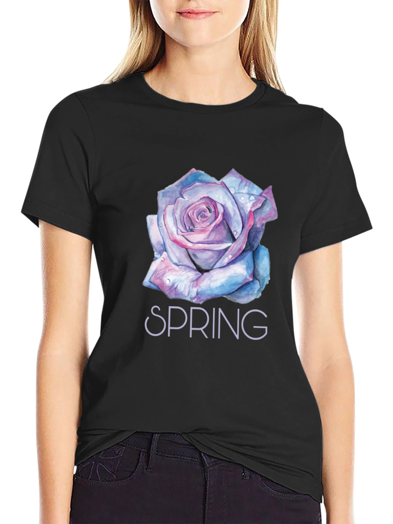 Black Spring Floral T-Shirt view 2