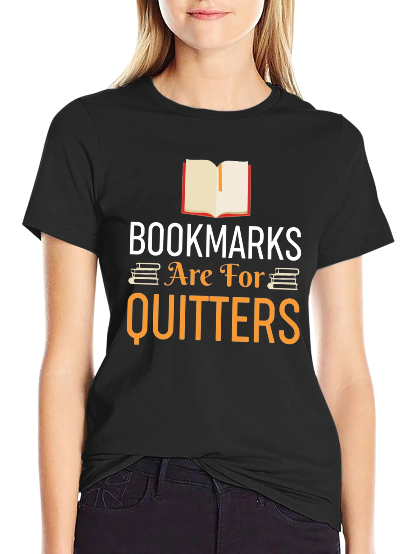 Black Bookmarks Are For Quitters Graphic Tee view 2