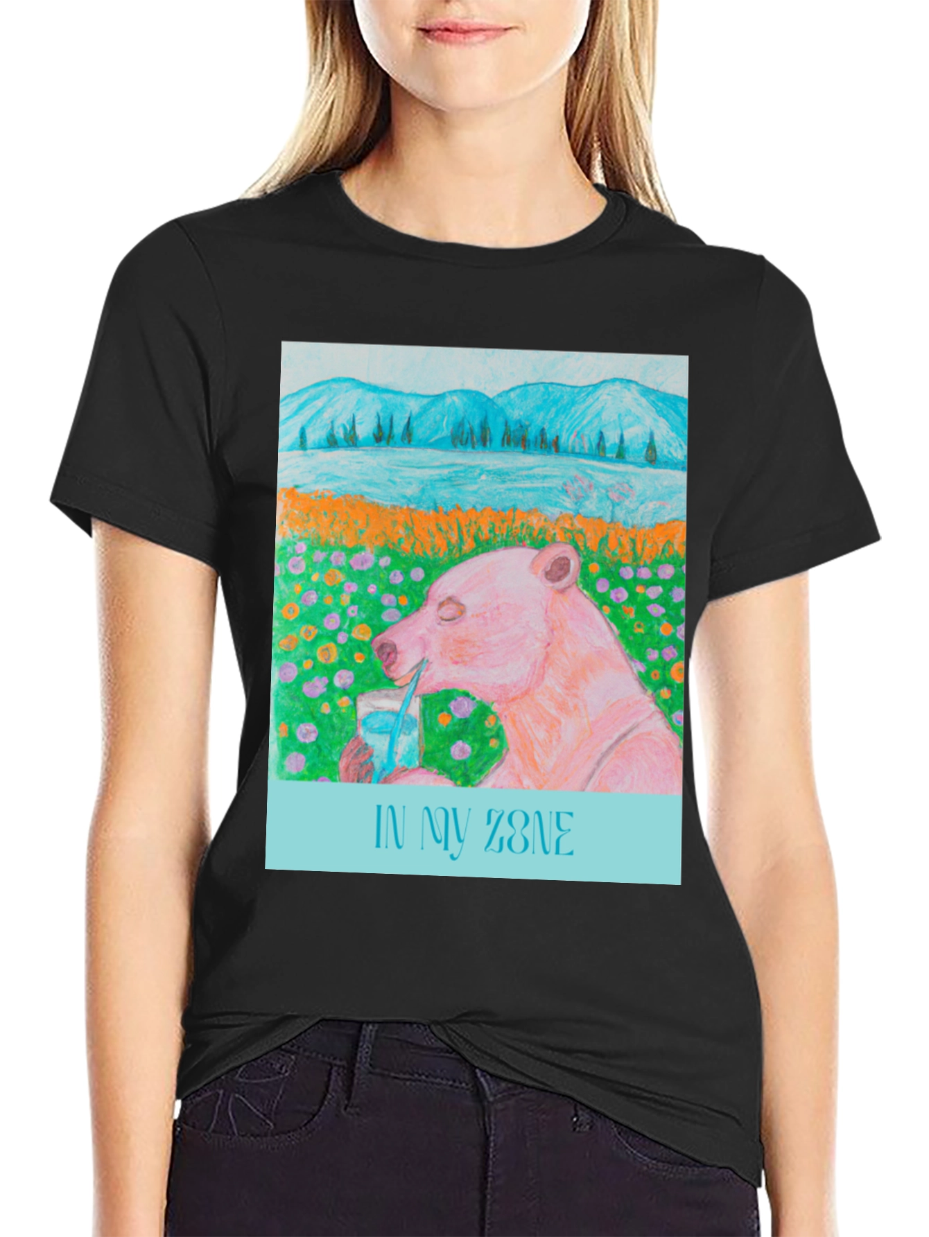Black In My Zone Bear T-Shirt - Relaxed Graphic Tee view 2