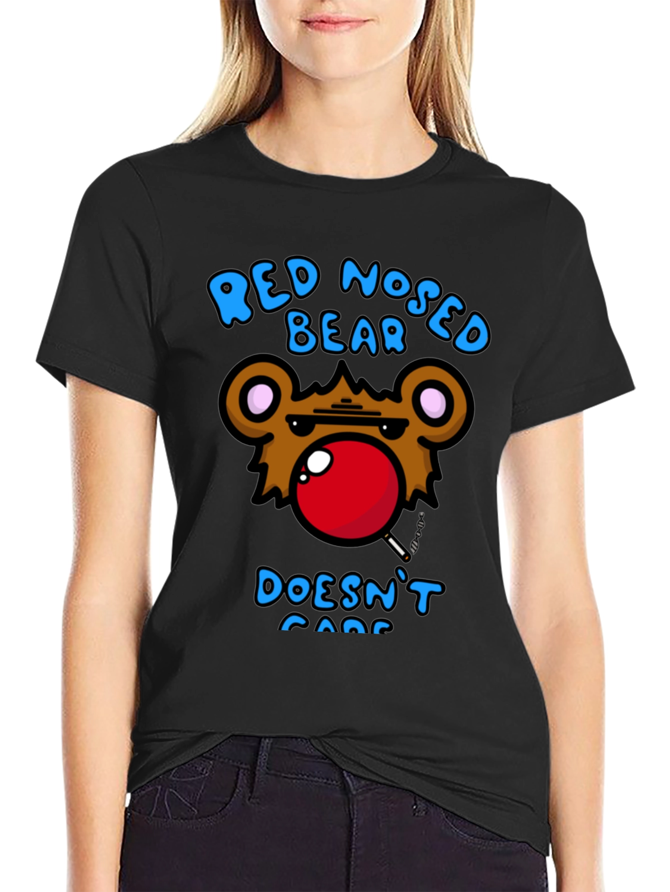 Black Red Nosed Bear Graphic T-Shirt - Unisex view 2