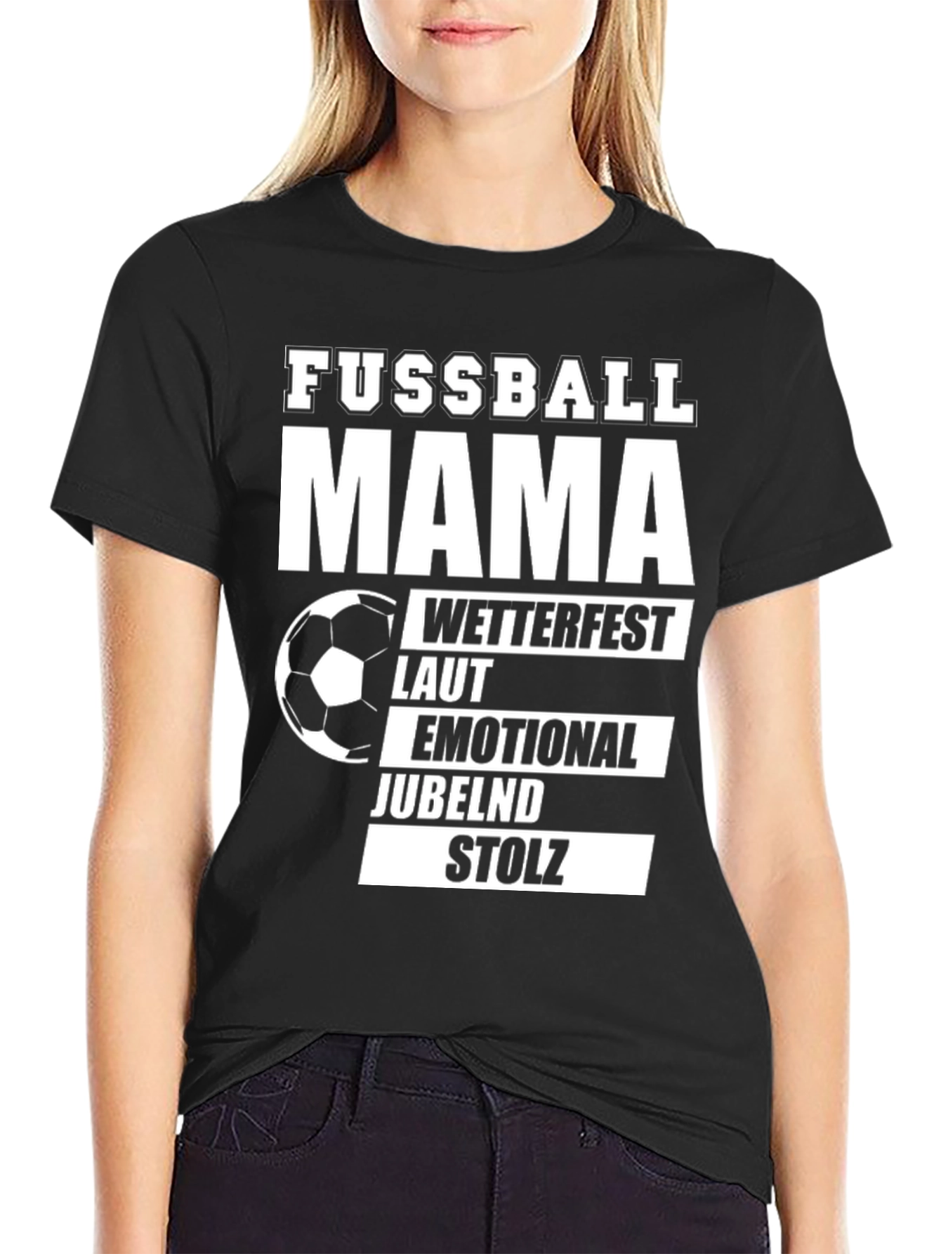 Black Fussball Mama T-Shirt - Soccer Mom Pride view 2