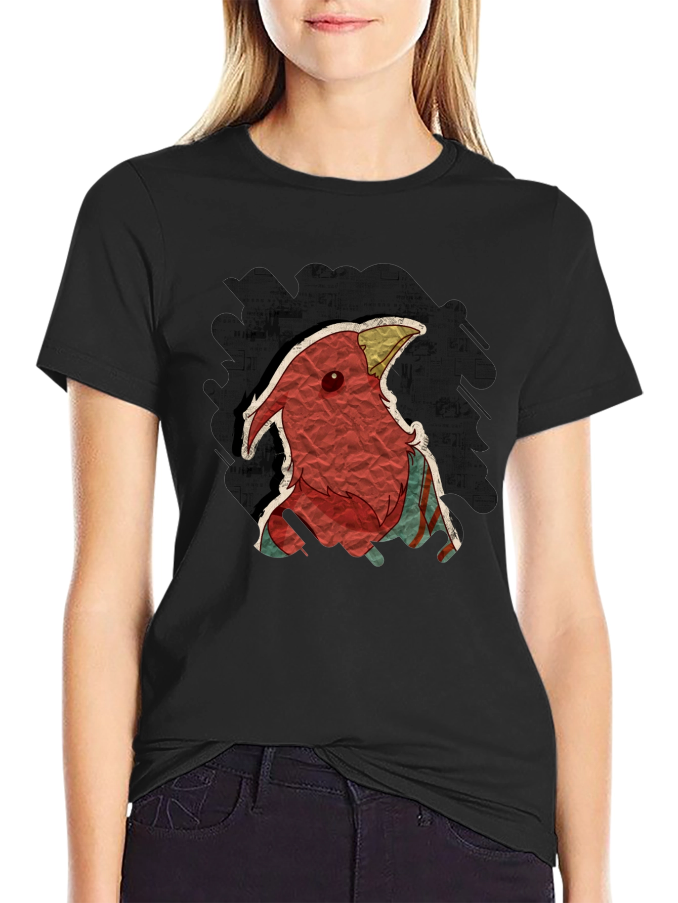 Black Unique Cardinal Graphic T-Shirt - Soft Black Tee view 2
