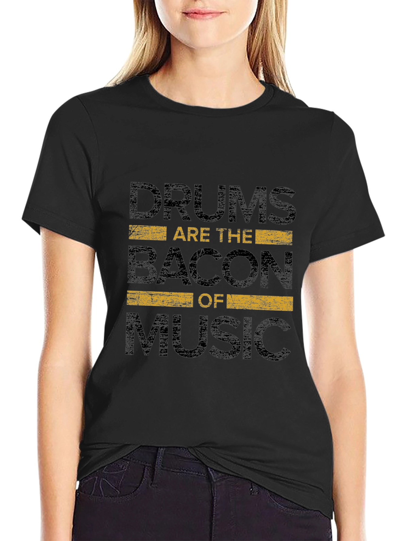 Black Drums Are The Bacon of Music - Graphic T-Shirt view 2