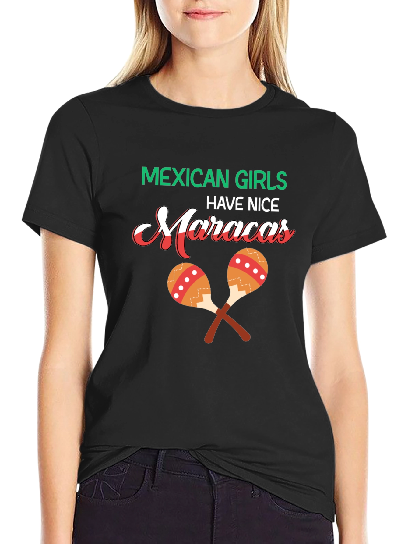 Black Mexican Girls Nice Maracas Graphic T-Shirt view 2