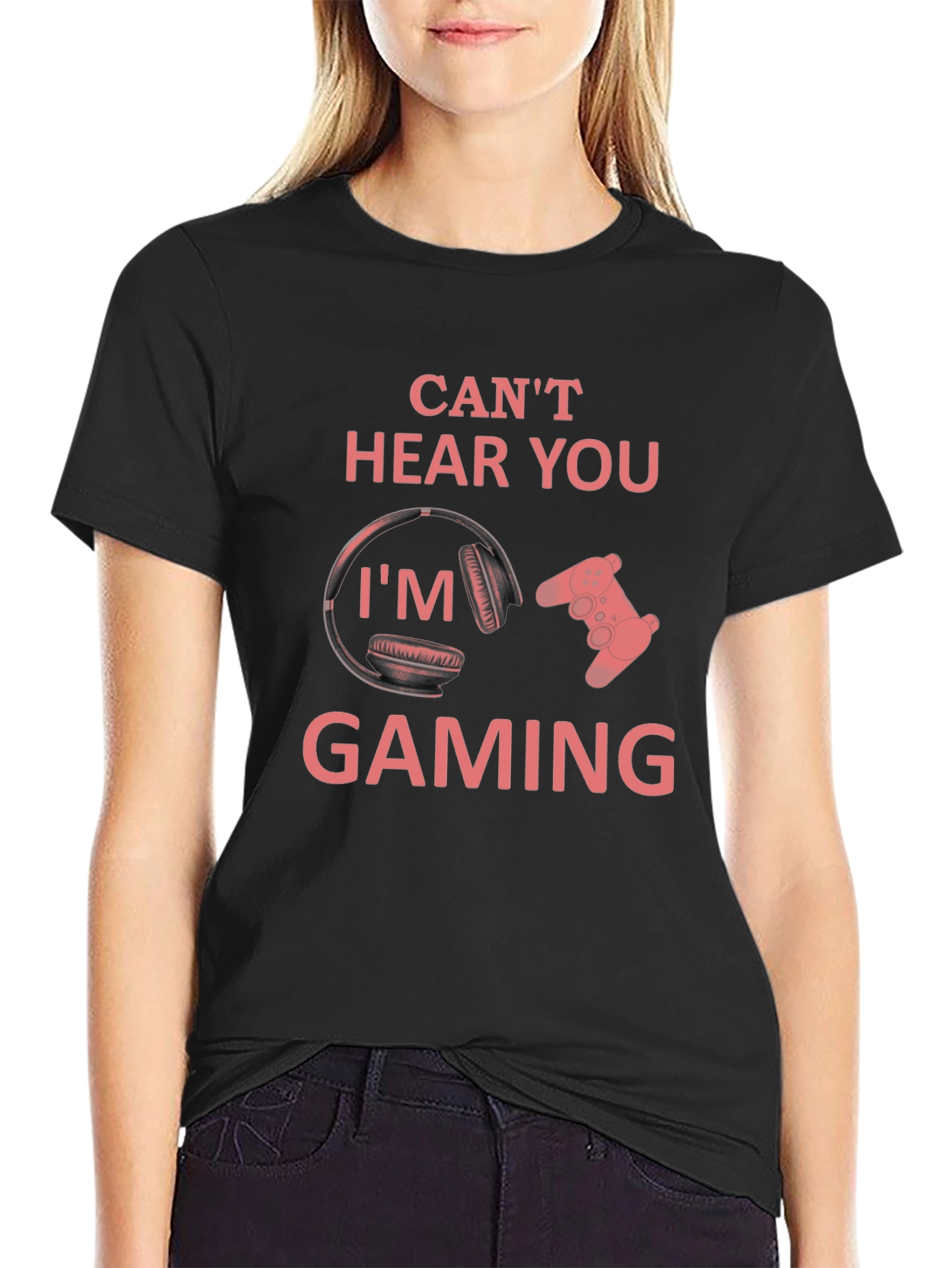 Black Can't Hear You I'm Gaming T-Shirt view 2