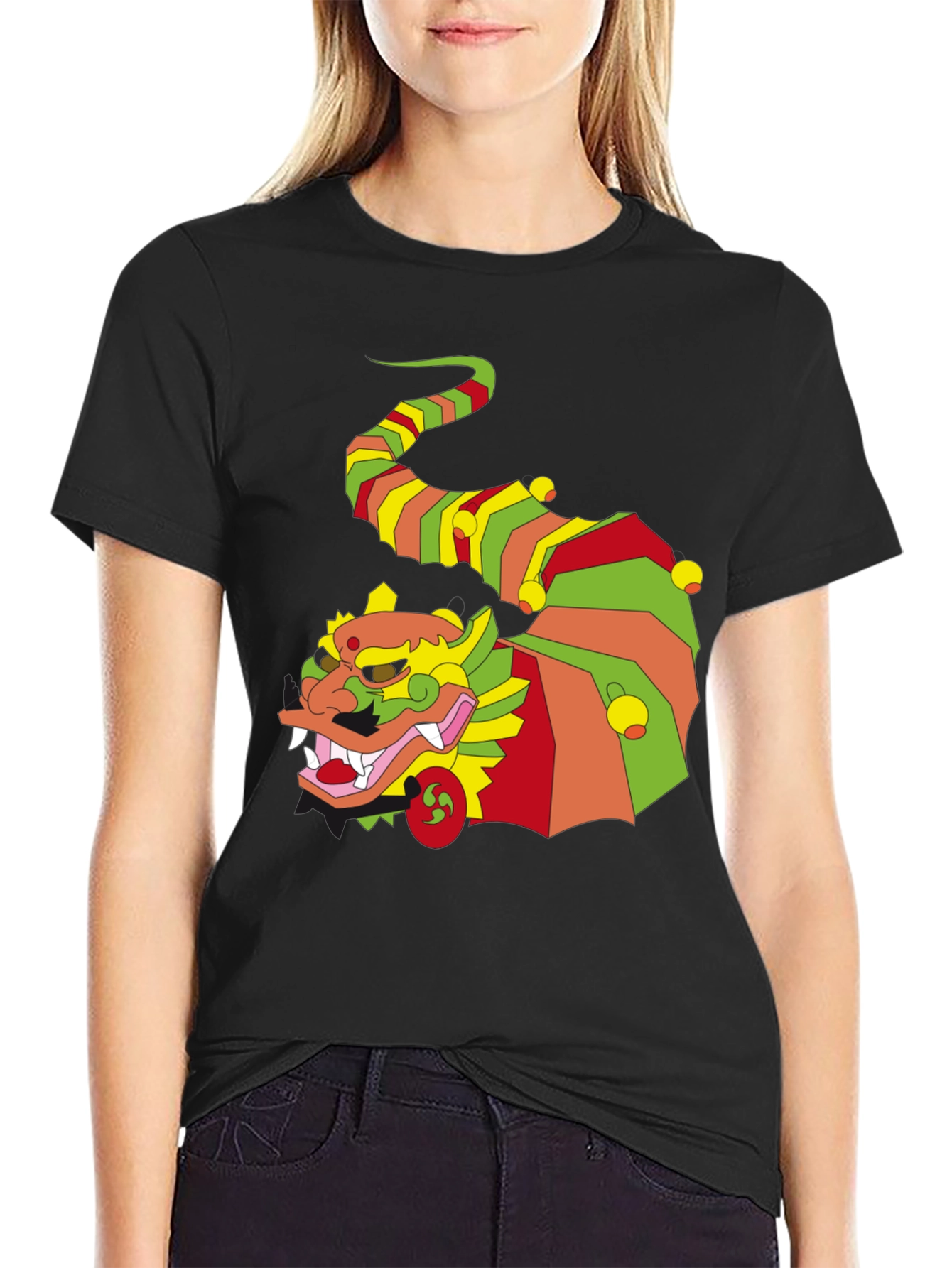 Black Funky Dragon Graphic Black T-Shirt view 2