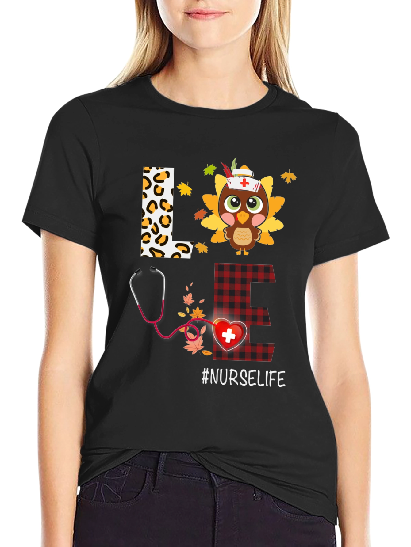 Black Nurse Life Thanksgiving T-Shirt view 2