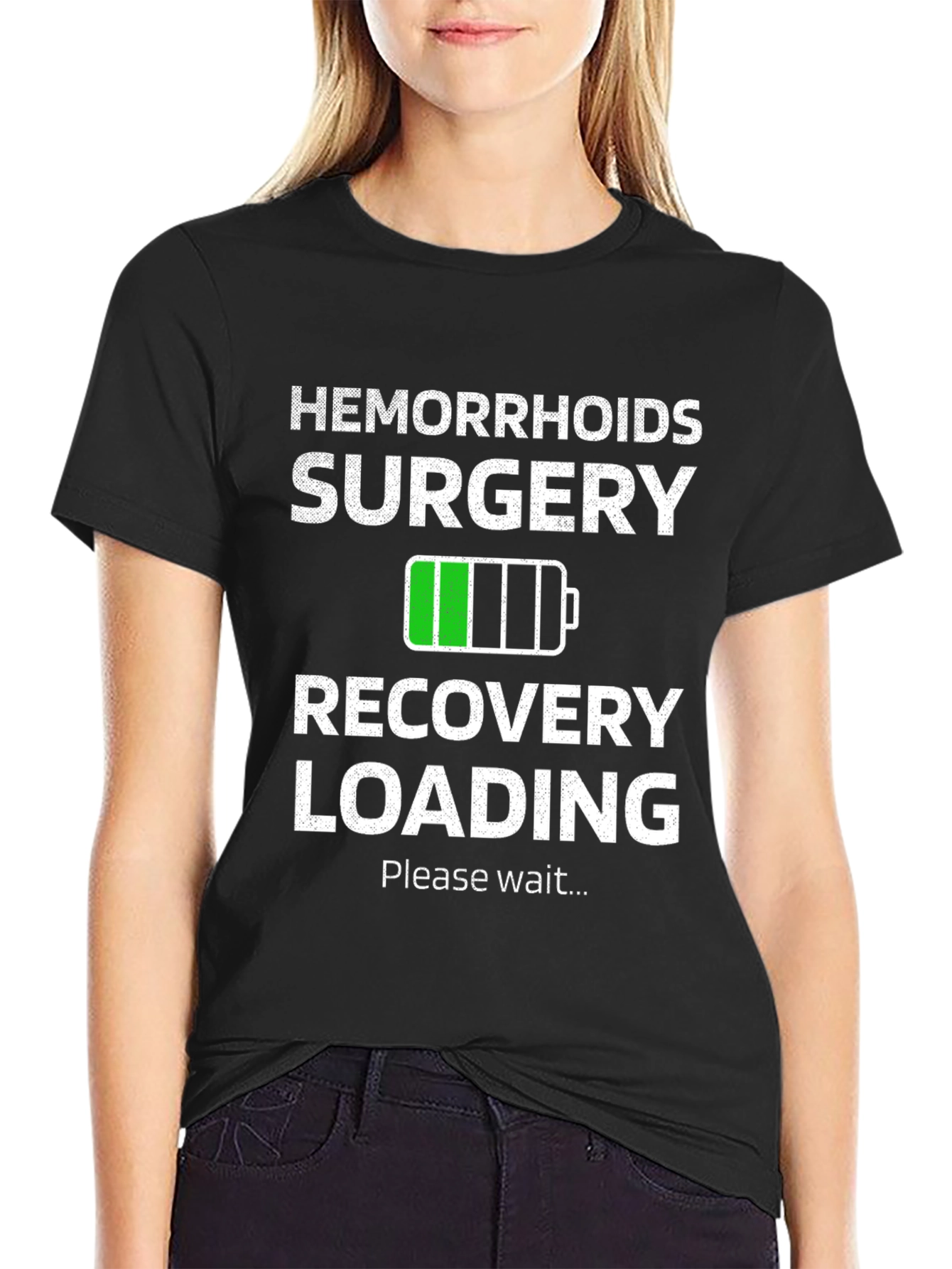 Black Hemorrhoids Surgery Recovery Loading Funny T-Shirt view 2