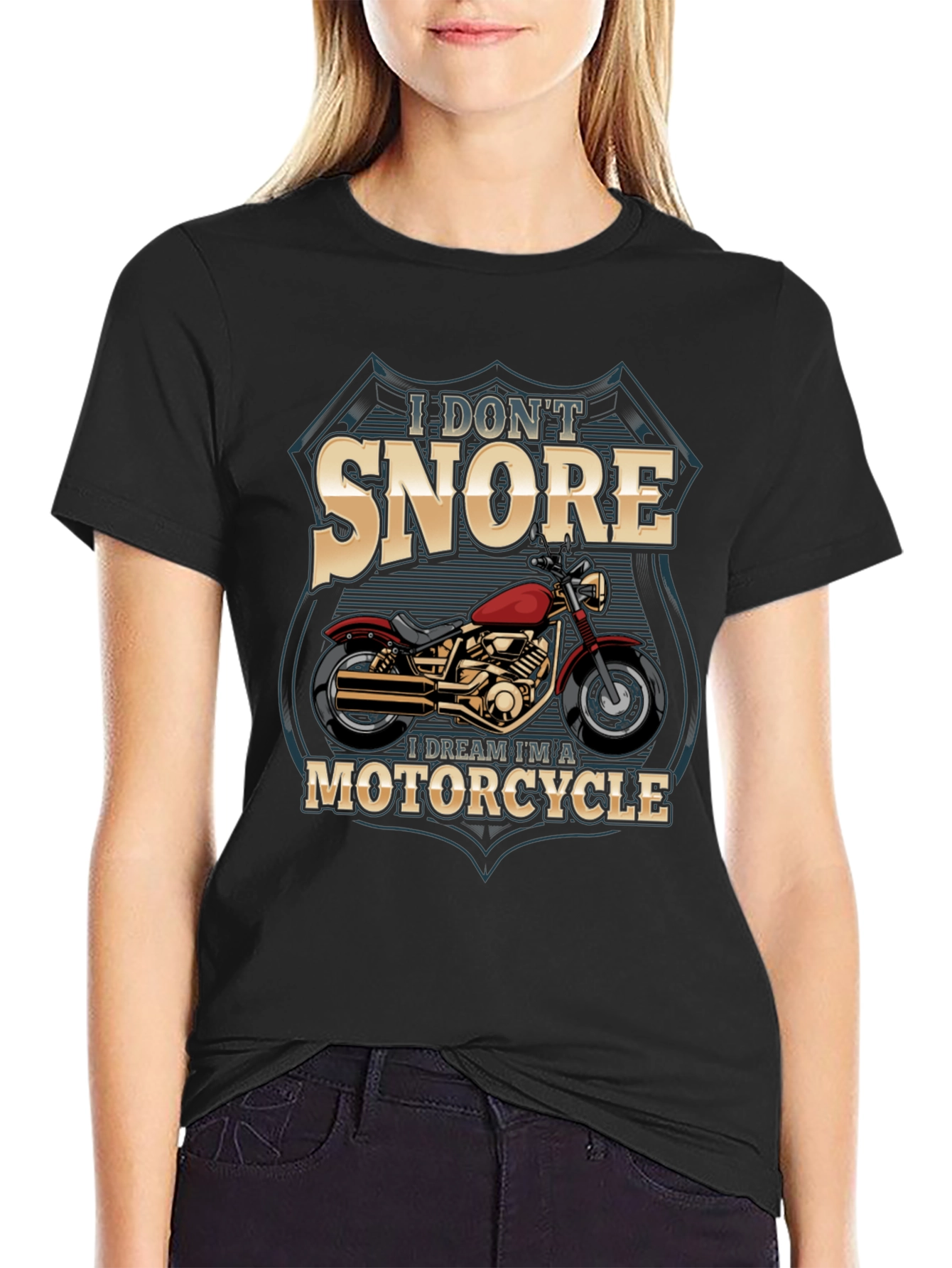 Black Motorcycle Dream T-Shirt - I Don't Snore view 2