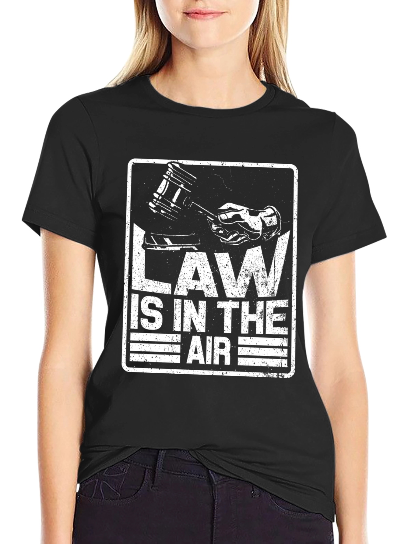 Law is in the Air T-Shirt - Court Gavel Design - 2