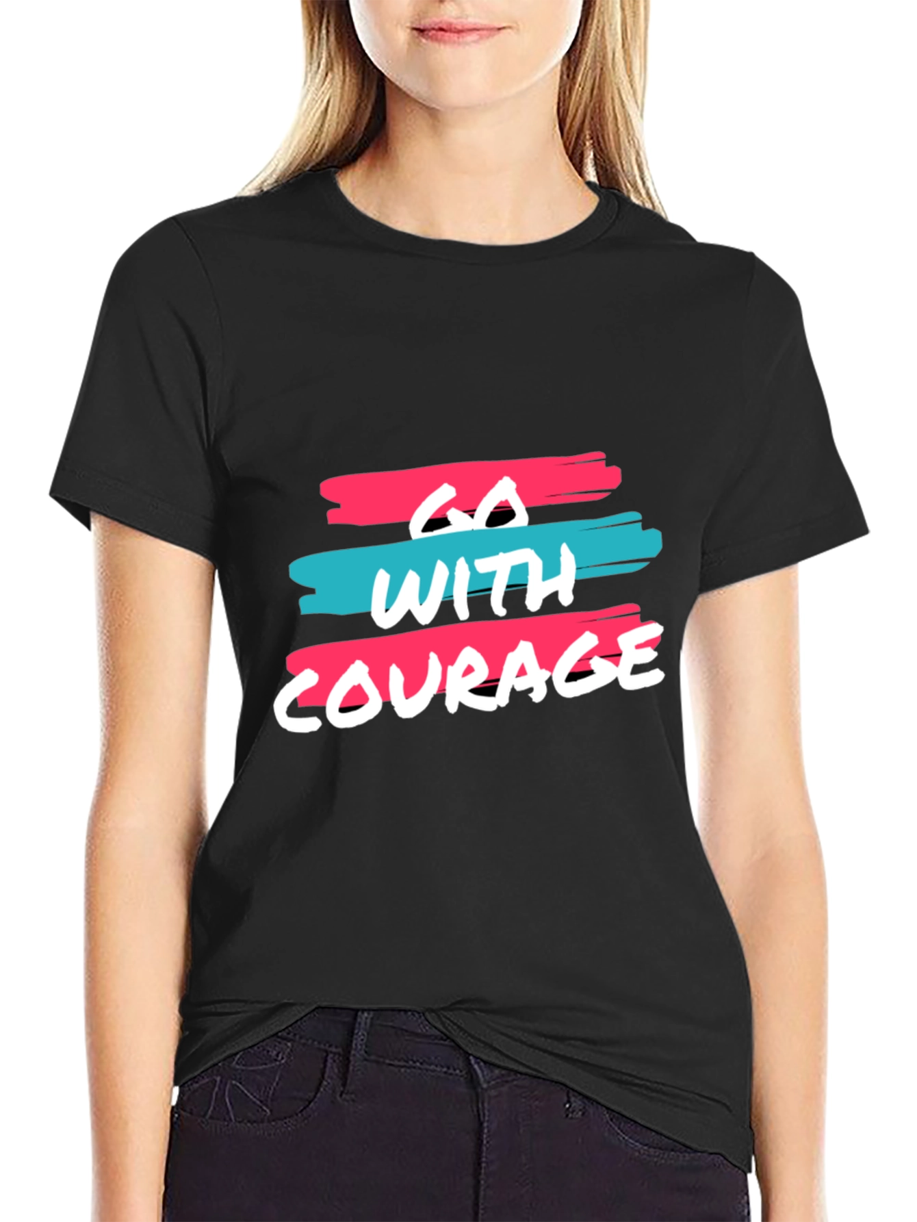 Black Go With Courage Black Graphic Tee view 2