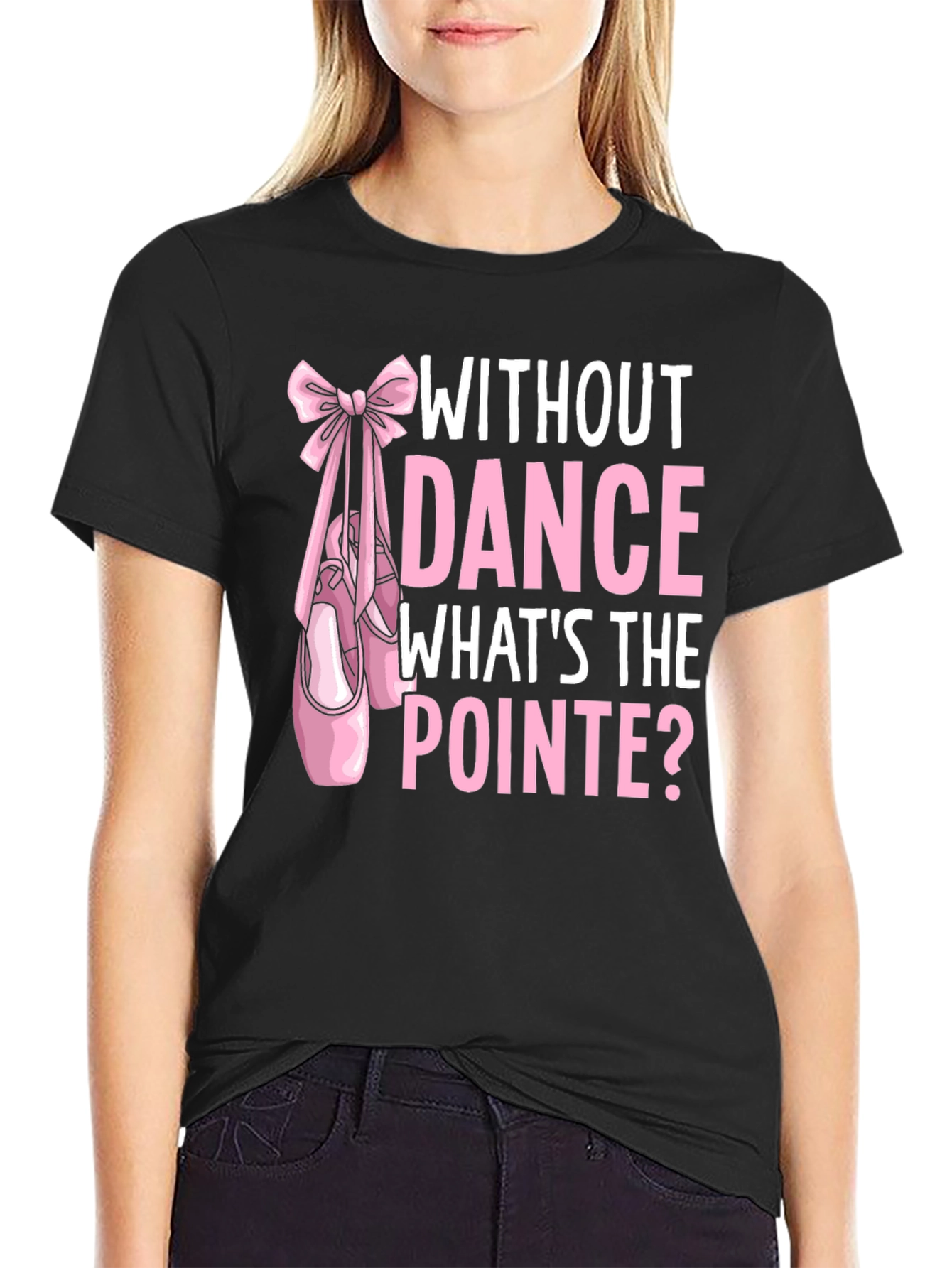 Black Dance Pointe Graphic Tee - Ballet Lover Shirt view 2
