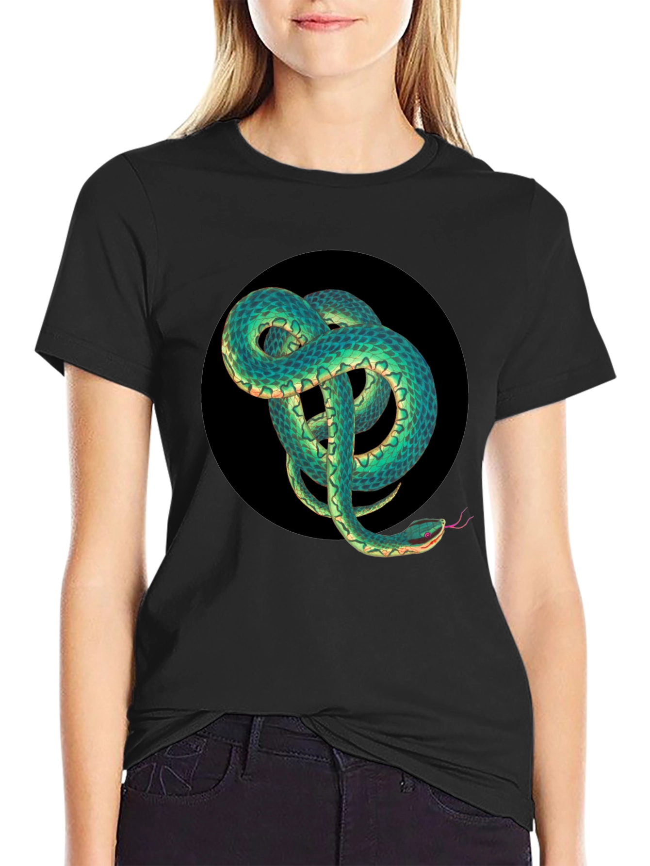 Black Snake Graphic Black T-Shirt view 2