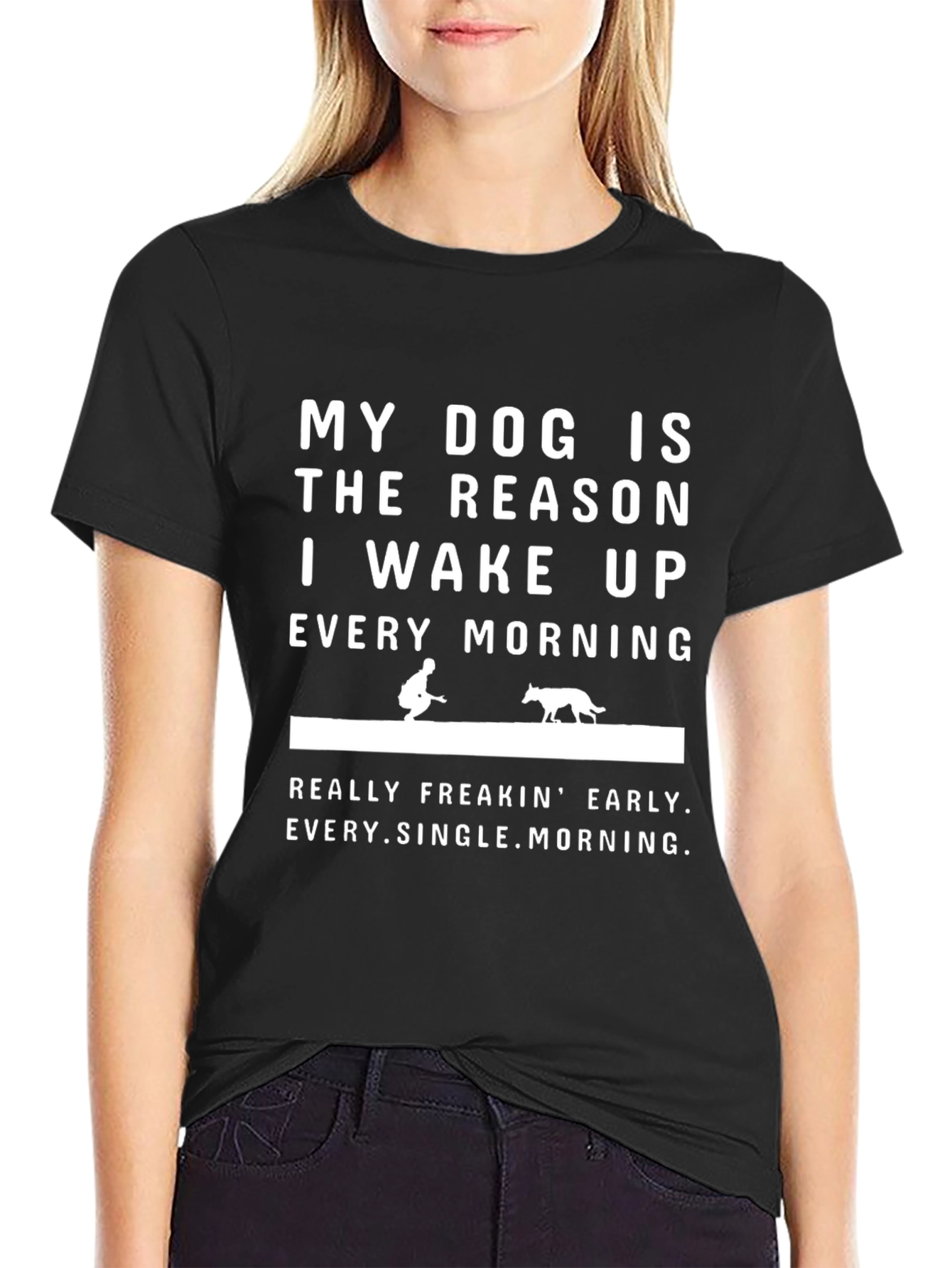 Black Dog Lover T-Shirt: My Dog is The Reason I Wake Up view 2