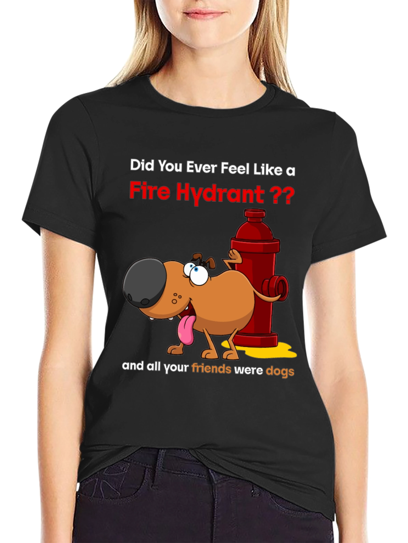 Black Dog & Fire Hydrant Graphic T-Shirt view 2