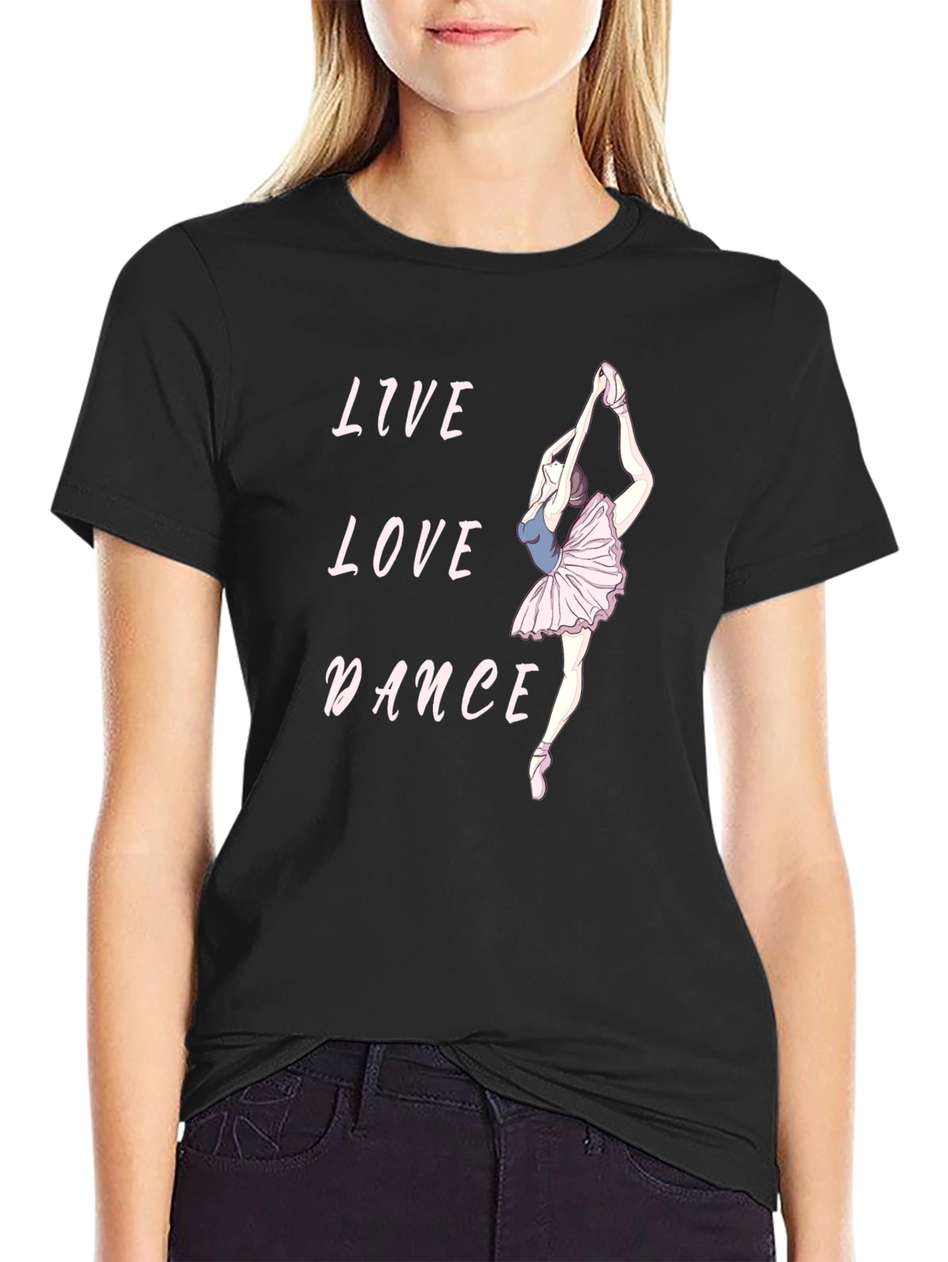 Black Live Love Dance Black Graphic Tee view 2