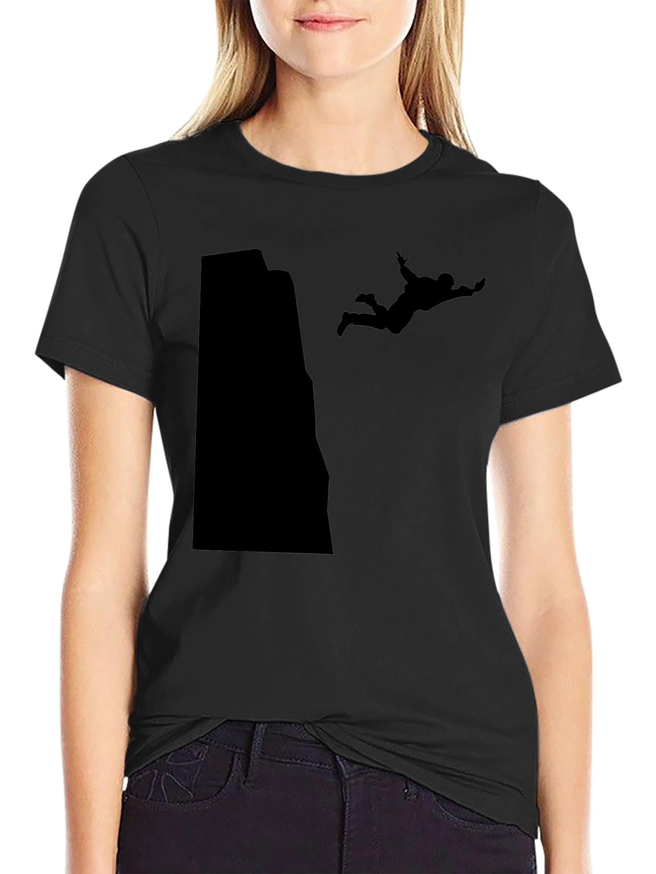 Black Daredevil Black Tee - Extreme Sports Silhouette Design view 2
