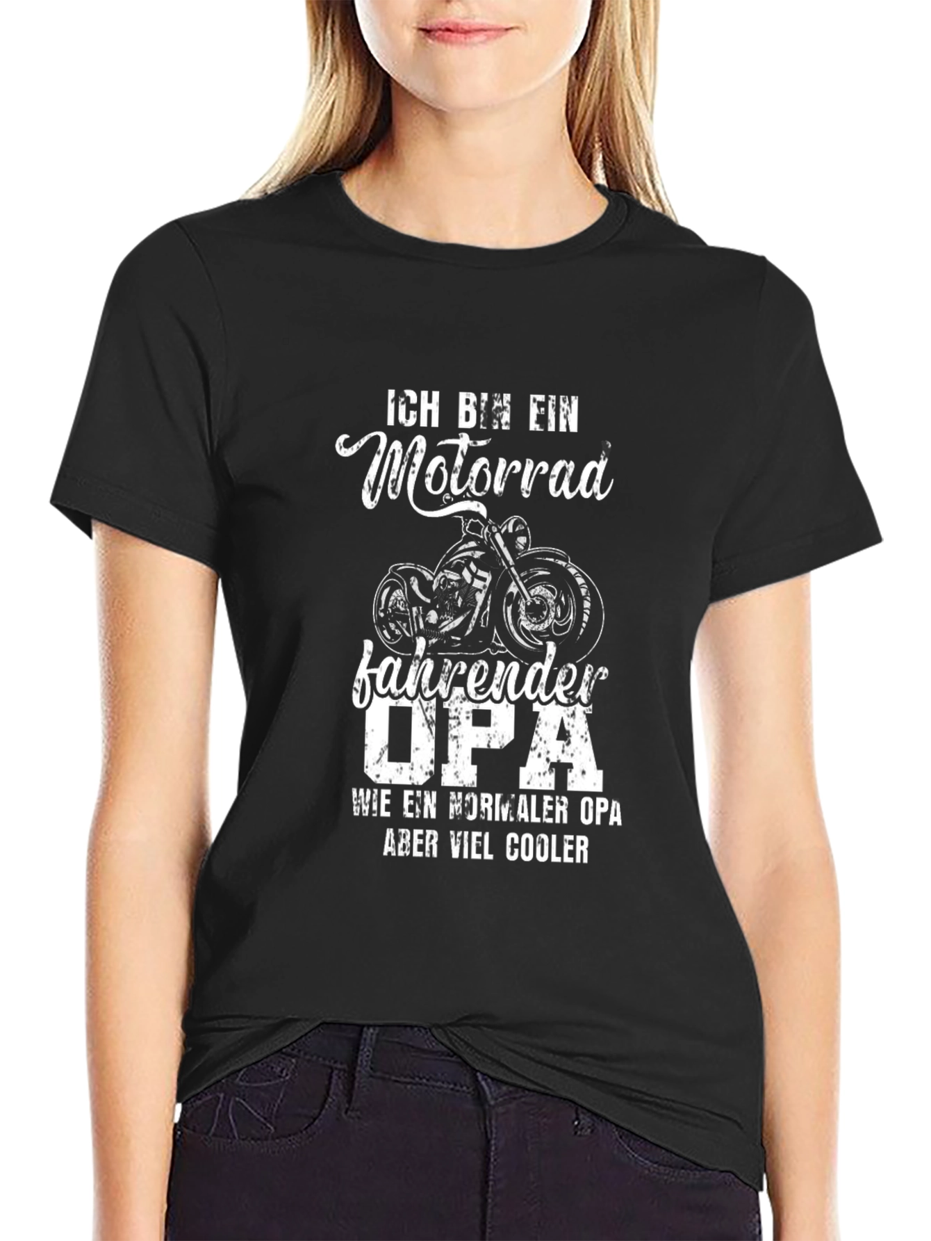 Black Motorrad Opa T-Shirt - Cool Grandfather Biker Tee view 2