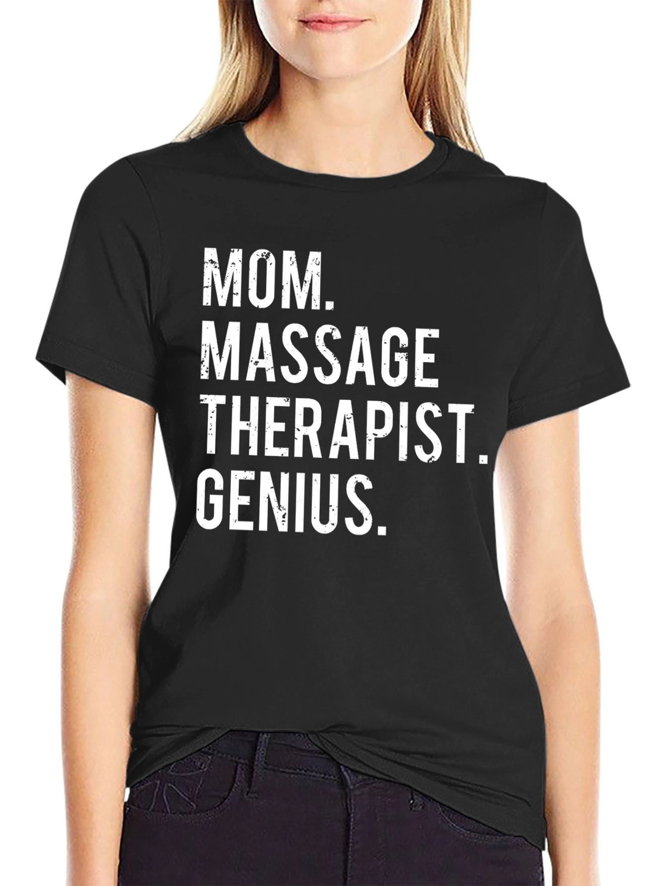 Black Mom Massage Therapist Genius Graphic T-Shirt view 2