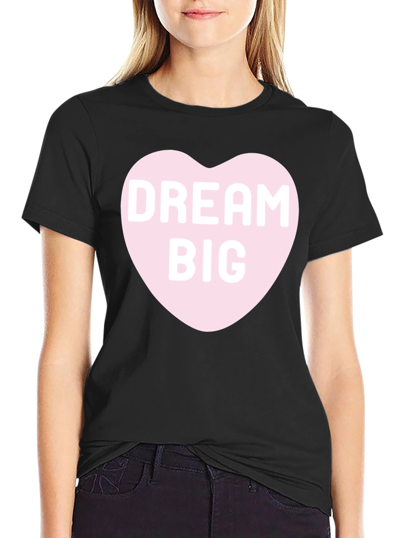 Black Dream Big Heart Graphic Tee - Stylish Comfort Fit Shirt view 2
