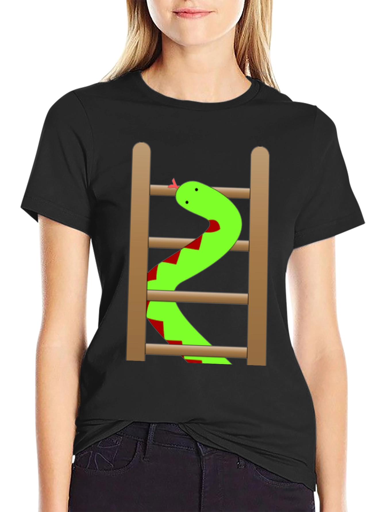 Black Snake on Ladder Graphic Tee view 2