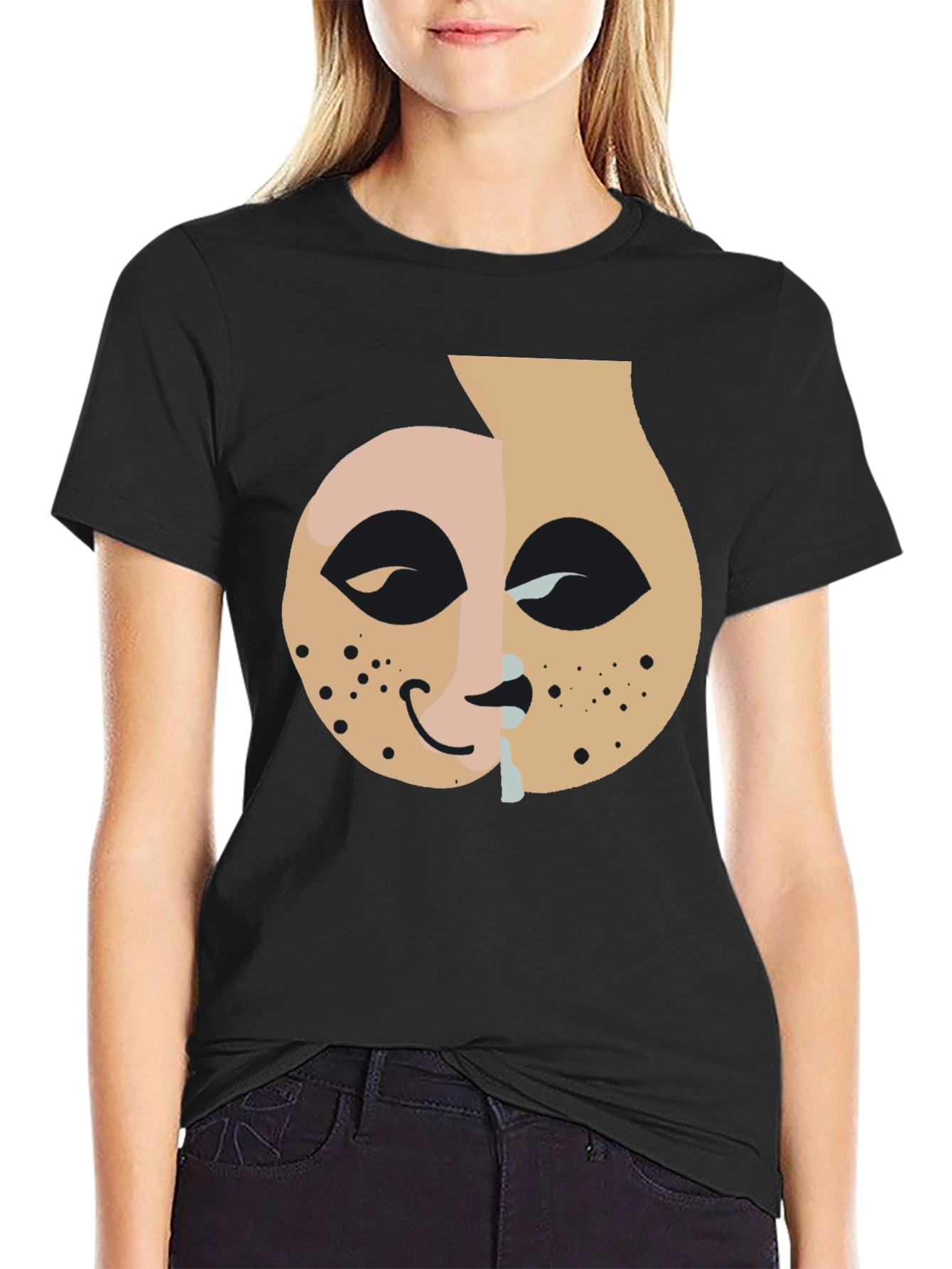 Black Unique Graphic T-Shirt view 2