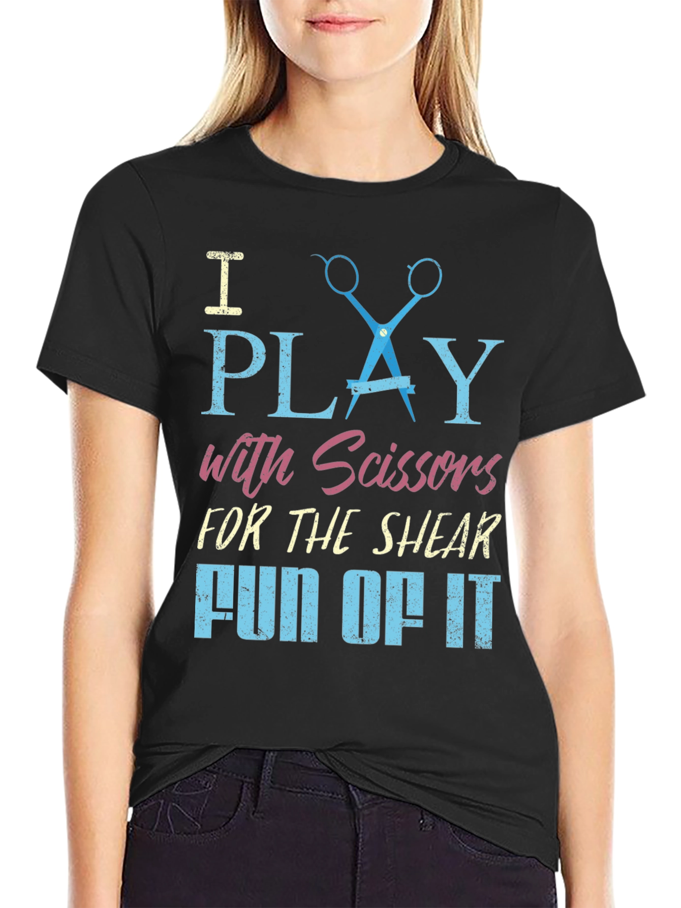 Black I Play With Scissors T-Shirt view 2
