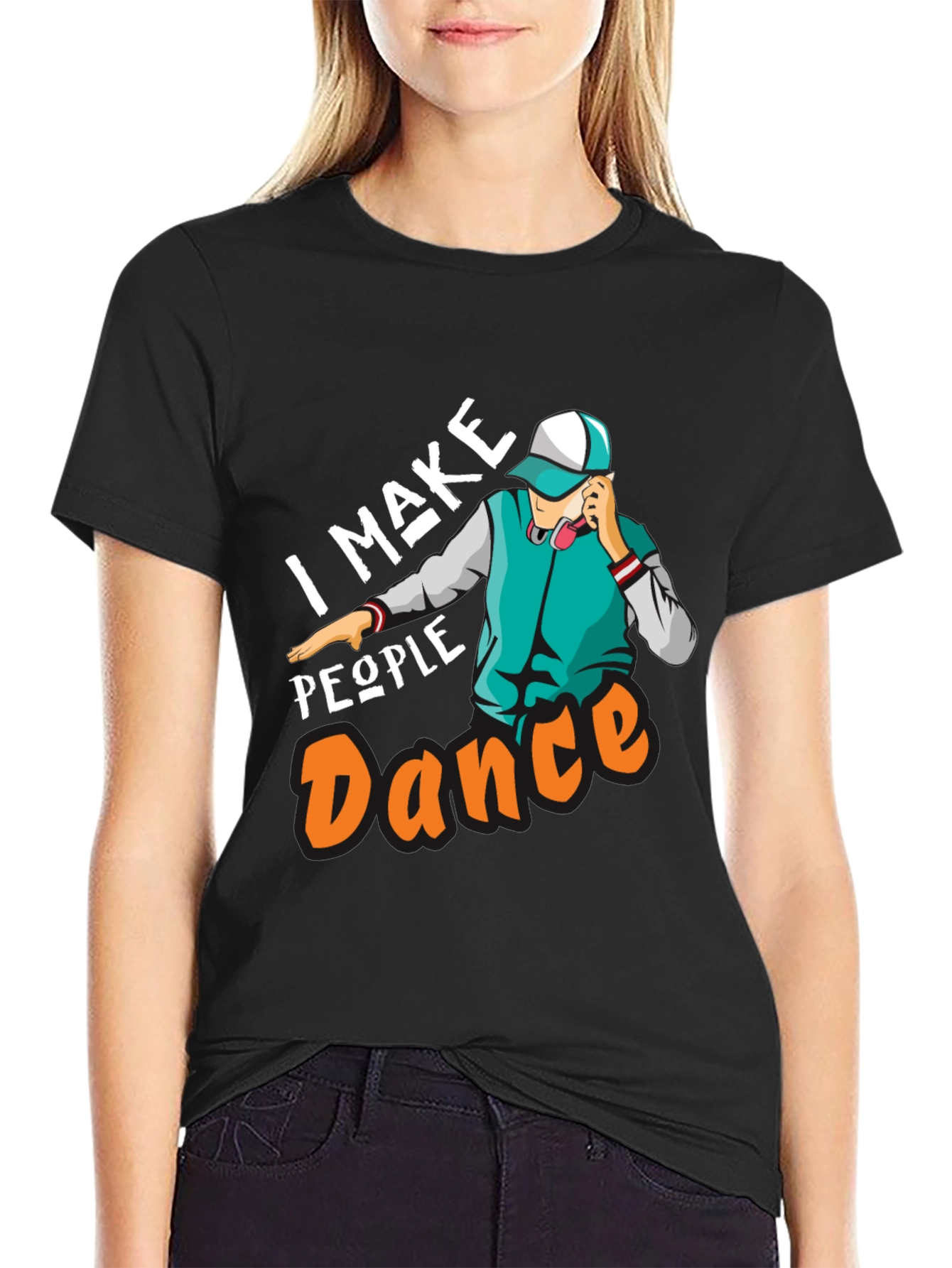 Black I Make People Dance Graphic T-Shirt view 2