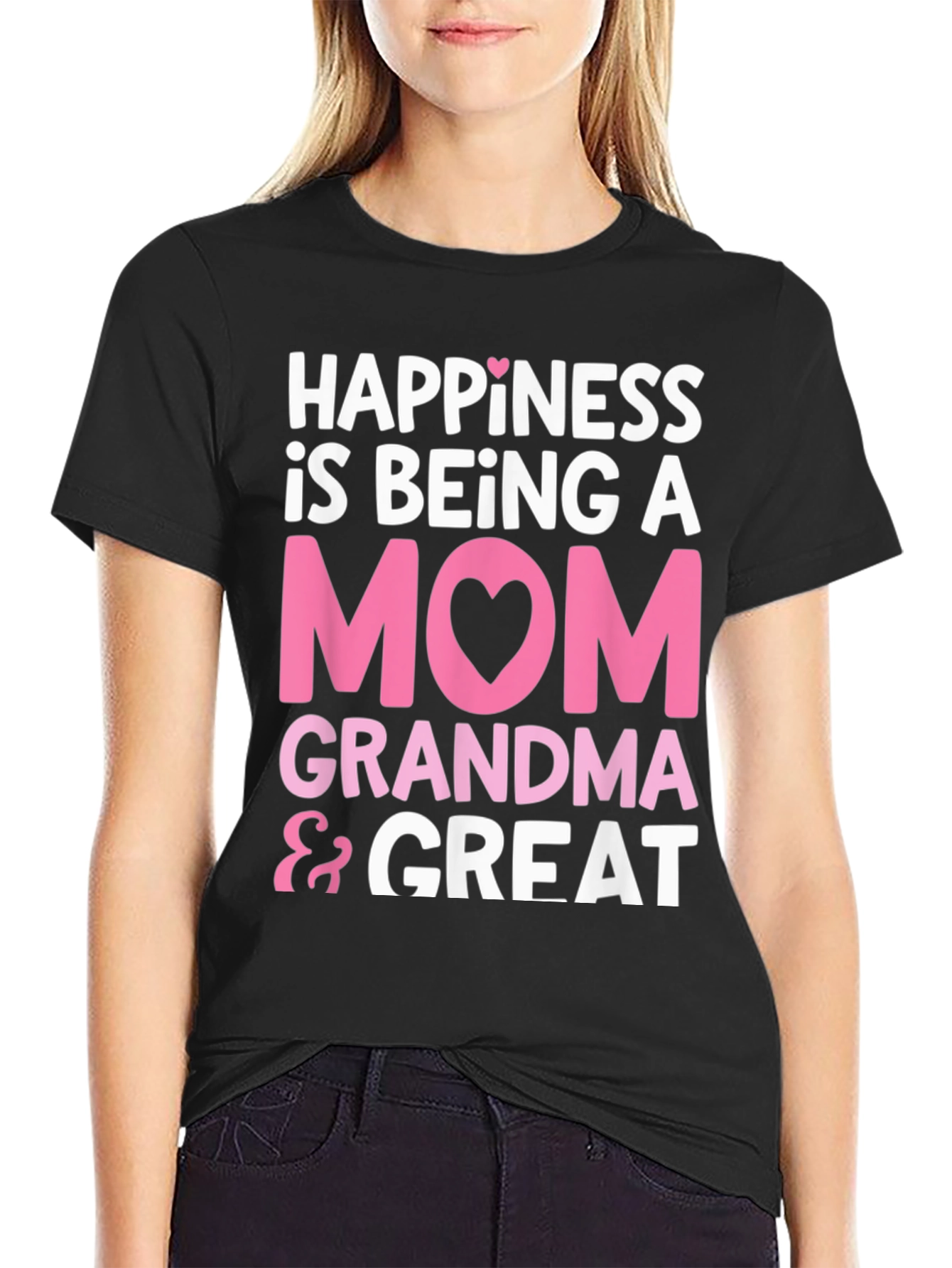 Black Happiness is Being A Mom, Grandma & Great T-Shirt view 2