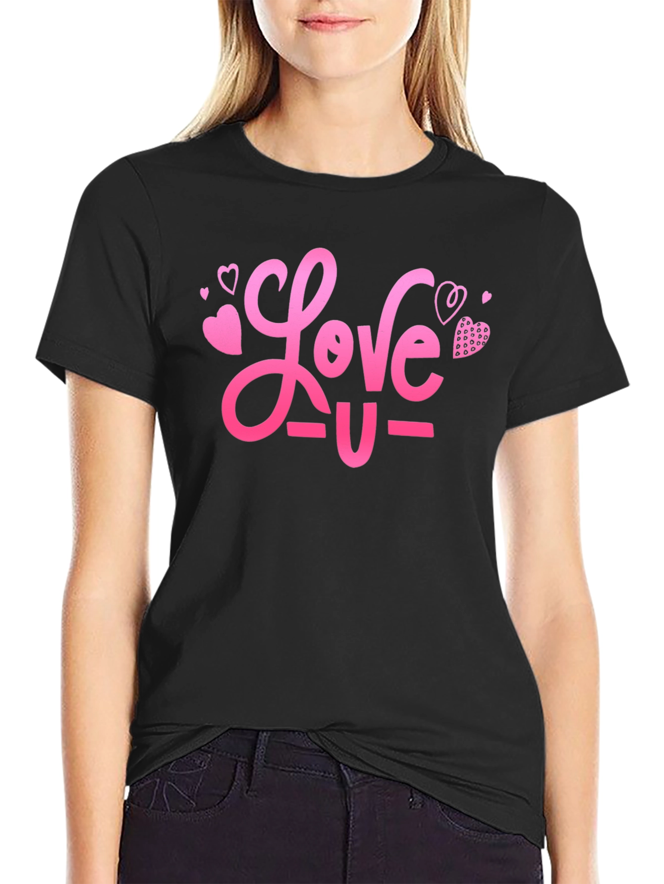 Black Love U Graphic Tee - Valentine's Day Gift view 2